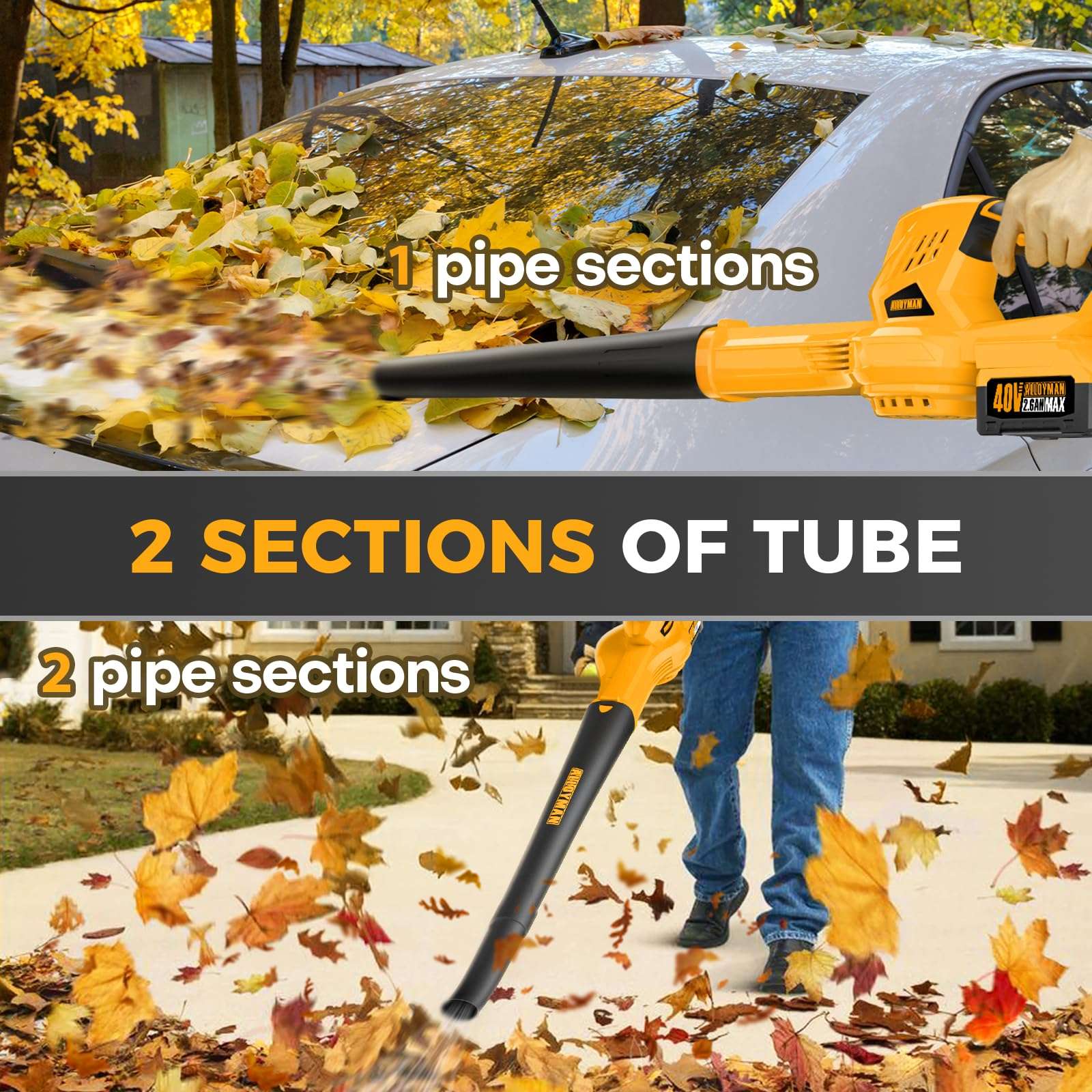 Alloyman 40V Max Cordless Leaf Blower, 130CFM150MPH Electric Leaf Blowers, with 2 * 2.6AH Batteries & Fast Charger, 3 Speed Mode Lightweight Mini Powered Leaf Blowers for Lawn Care/Snow Blowing 6