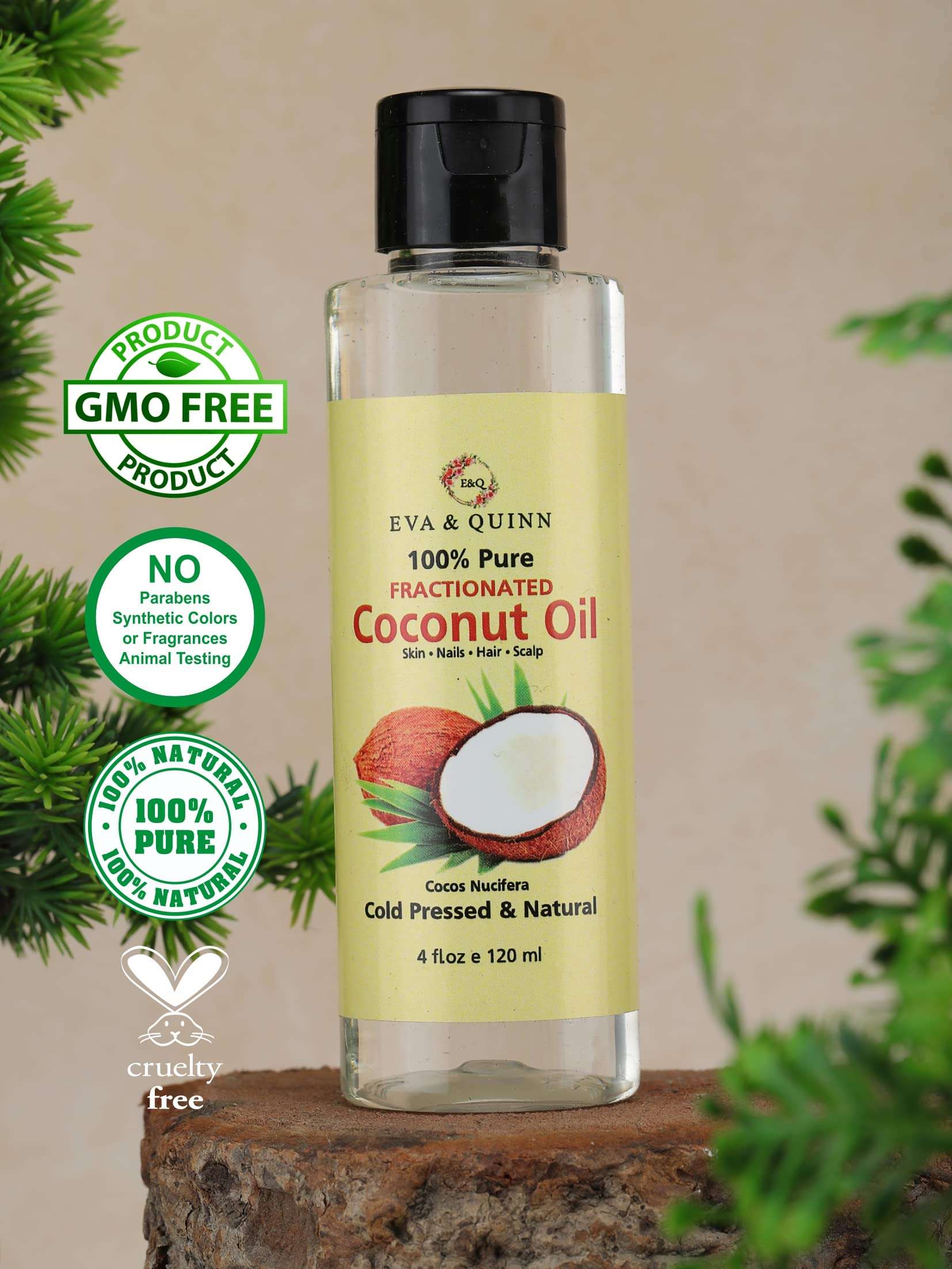 Eva & Quinn Fractionated Coconut Oil, 120 ML - 100% Pure Cold Pressed, Natural Anti Aging Moisturizer for Skin, Hair, Face, Aromatherapy Carrier Oil 4