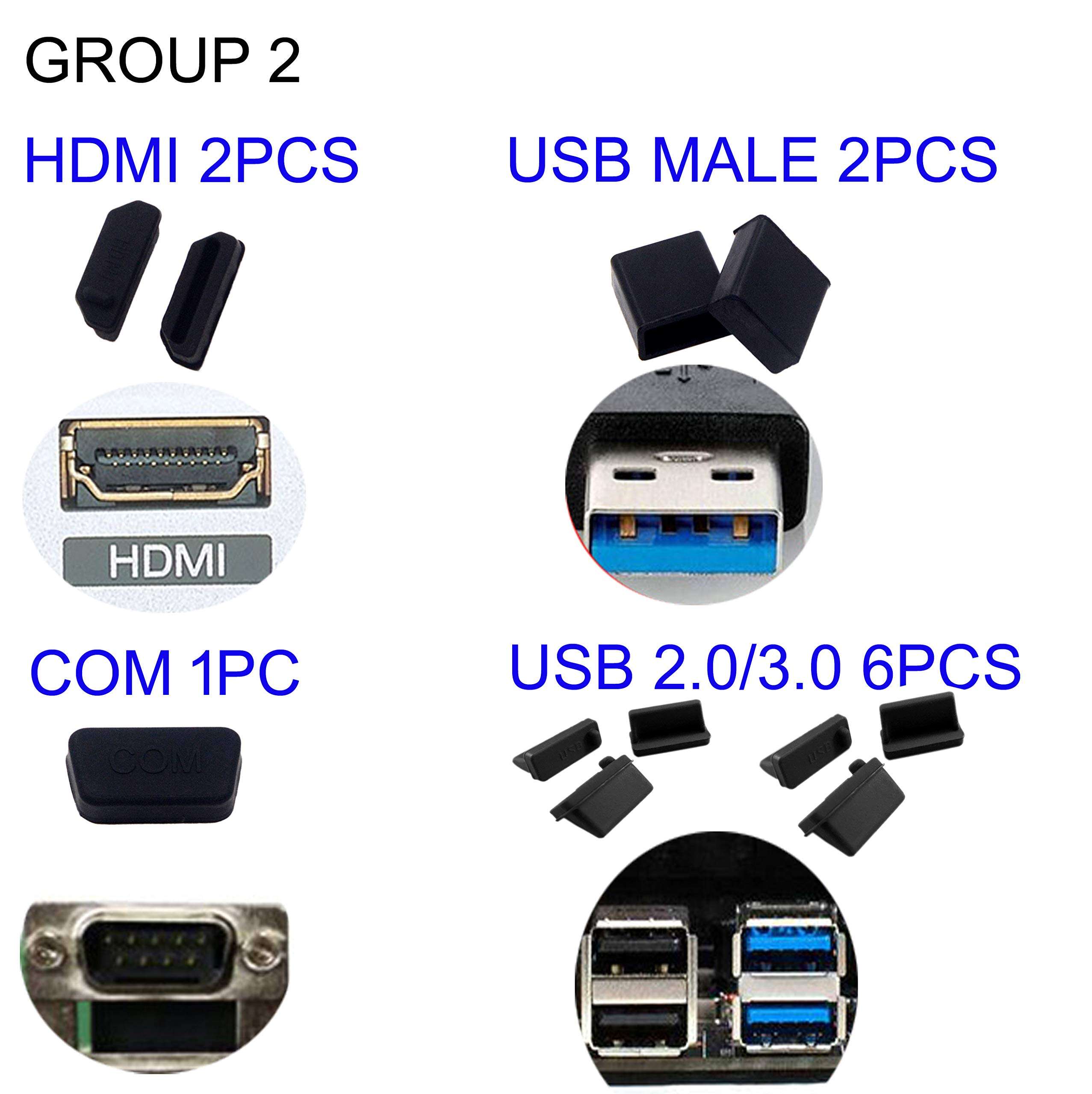 LAMPVPATH 36 PCS Anti-dust Plugs Computer Port Dust Plugs, 19 Types of Computer Laptop Port Dust Covers Stoppers for Computer PC Laptop(36 PCS in 19 Types)-DO NOT Fit MacBook 4