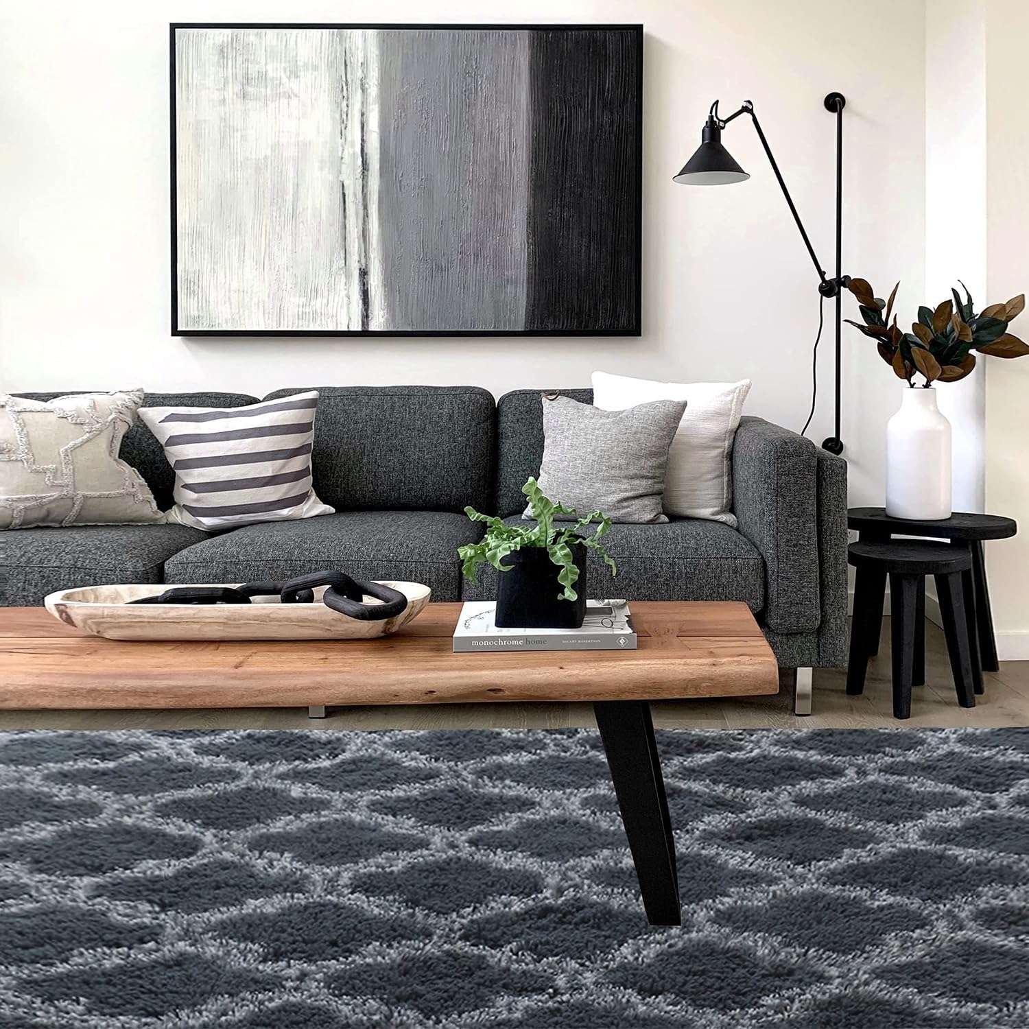 Area Rugs for Bedroom Fluffy Shag Fur Rug Cozy Furry Rugs Non-Slip Floor Carpet Shaggy Decorative Accent Rug for Living Room, Kids Room, Girl&Boy Room and Nursery (6׹ Feet, Reticular Blue) 2