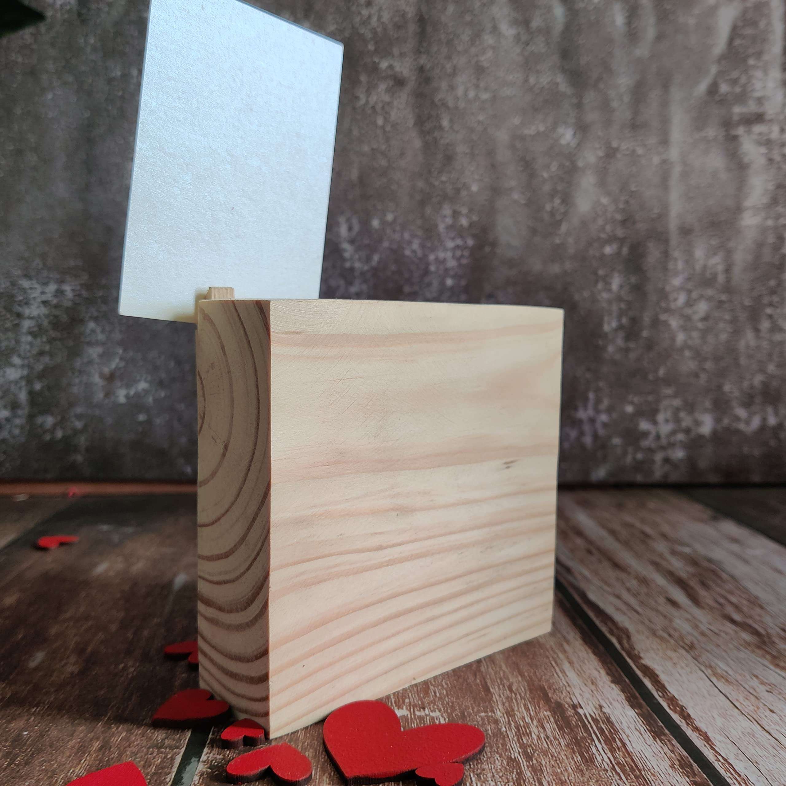 IMI Studios Love Valentine Natural Pinewood Block 4x4 Inches with Picture Clip 4