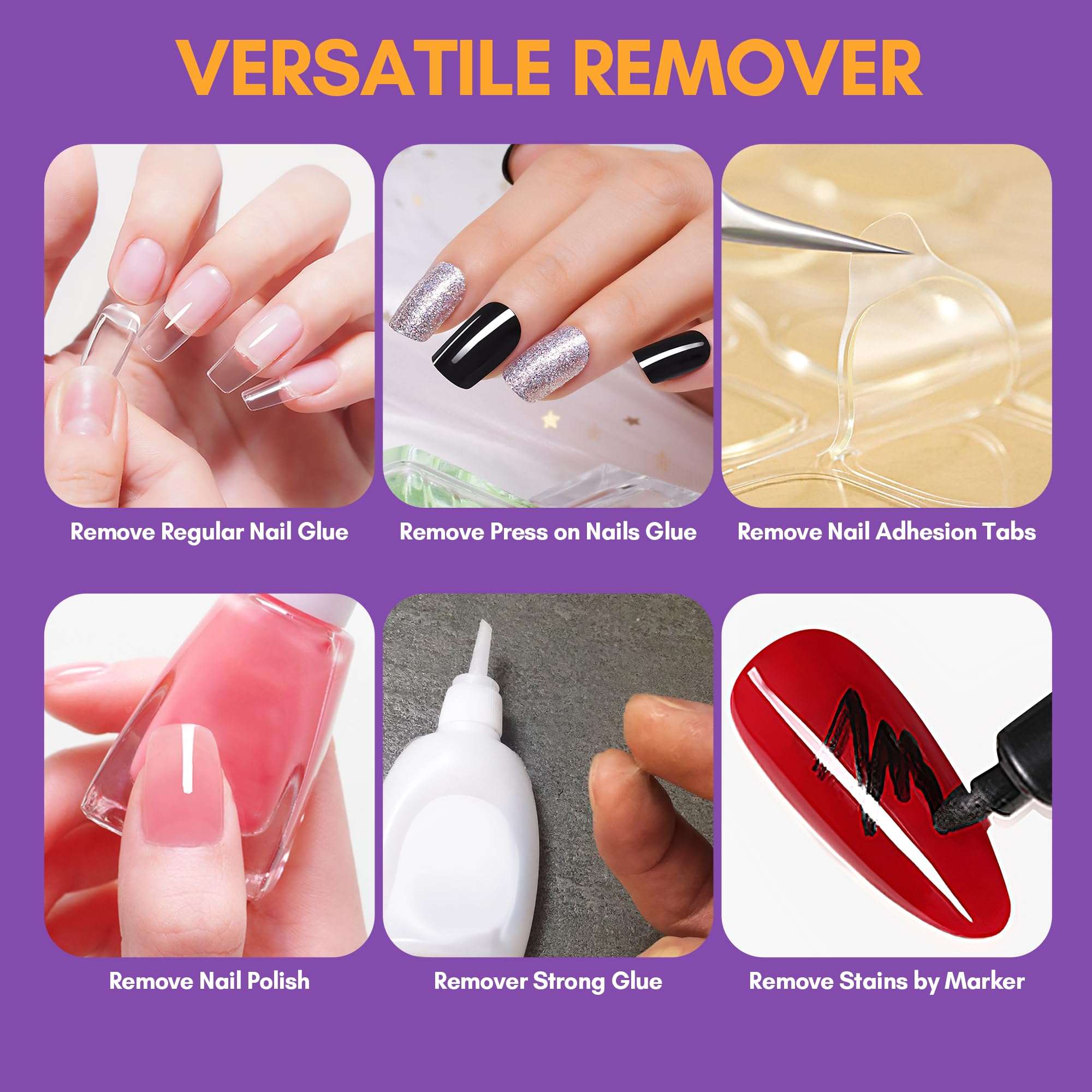 Makartt Nail Glue Remover for Press on Nails,10ML Glue Off for Nail Tips Acrylic Nails Fake Nails Debonder Adhessive Remover Acetone-free Nail Polish Remover, Can't Remove Gel Nail Polish 6