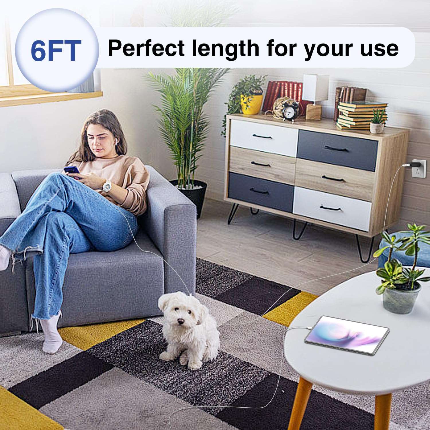 45W Super Fast Charger USB C for Samaung,6FT Samsung Type C Charger Fast Charging Cable for Samsung Galaxy S24+Ultra,Long USB C Cord Android Phone Charger for Samsung Galaxy S23 S22 S21+Ultra-White 6