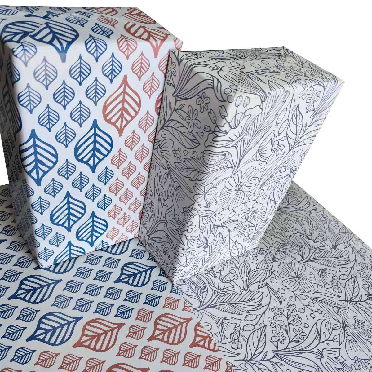 eVincE Leaf with Sepal dual tone Gift Wrapping Paper | 2 designs, 25 Sheets each |Beautiful Wraping Paper for Birthday Anniversary Christmas Diwali Gifts (Pack of 50) (50 x 70 cms) 1