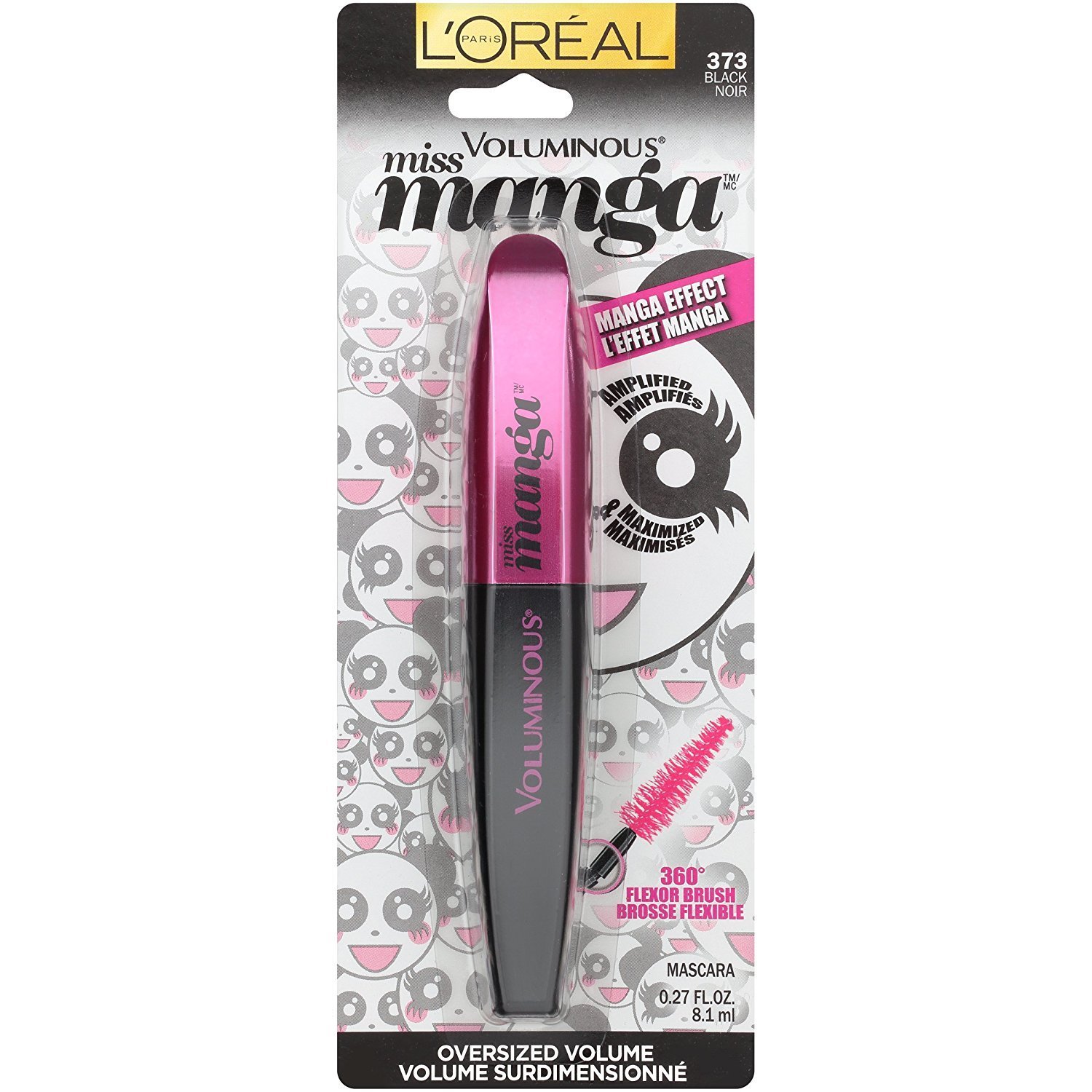 L'Oréal Paris Voluminous Miss Manga Washable Mascara, Black, 0.27 fl. oz.