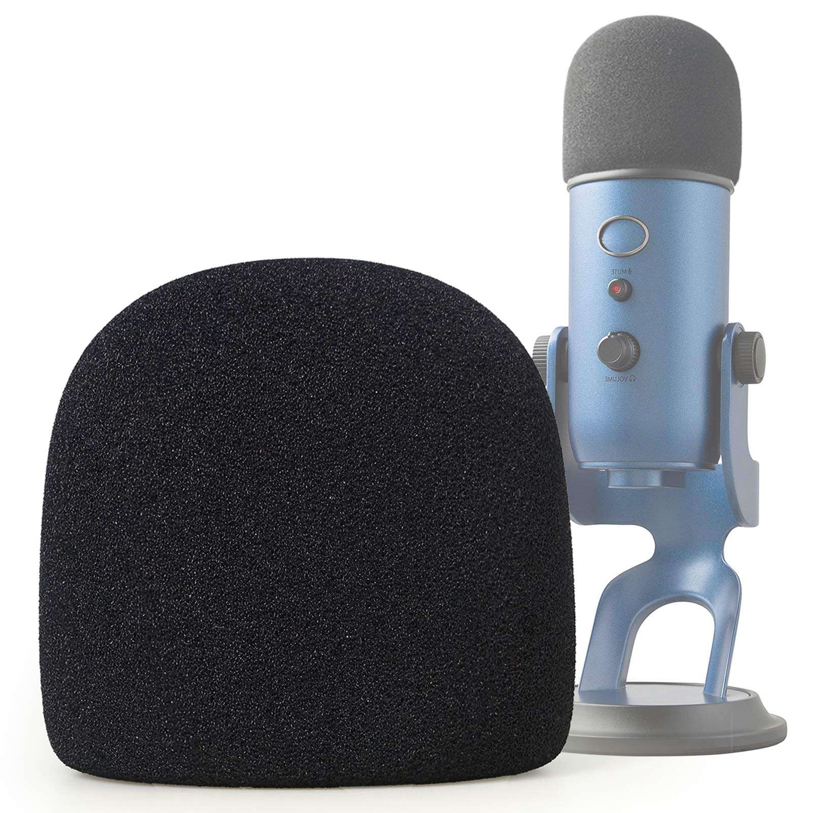 Microphone Foam Mic Windscreen Cover for Blue Yeti, Yeti Pro Microphones, Blue Yeti Pop Filter Wind Shield by SUNMON (Black) 1