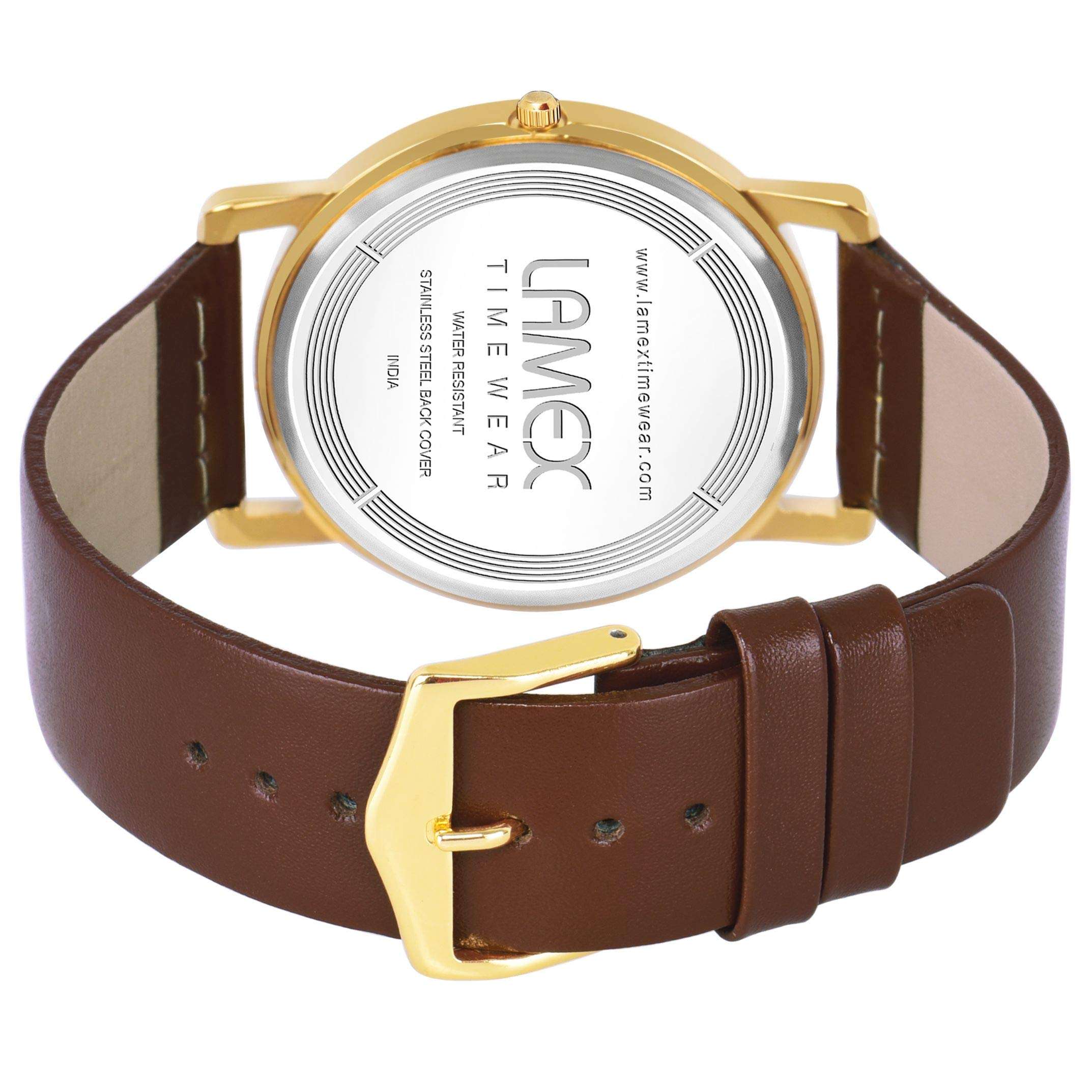 LAMEX Analog Gold Dial Men's Watch-7611-MILANODLX-GLD-GLD 4
