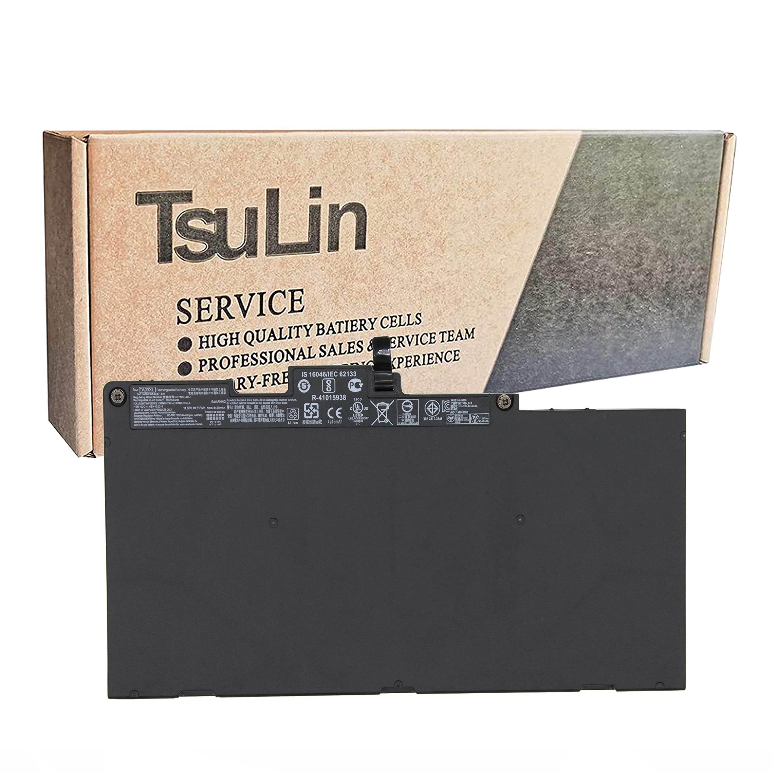TsuLin TA03XL Laptop Battery Replacement for HP EliteBook 755 G4 840 G4 848 G4 850 G4 ZBook 14U G4 15U G4 Series HSTNN-LB7J HSTNN-IB7L TAO3XL 854047-1C1 854108-850 996QA101H TA03051XL 51Wh 4420mAh 1
