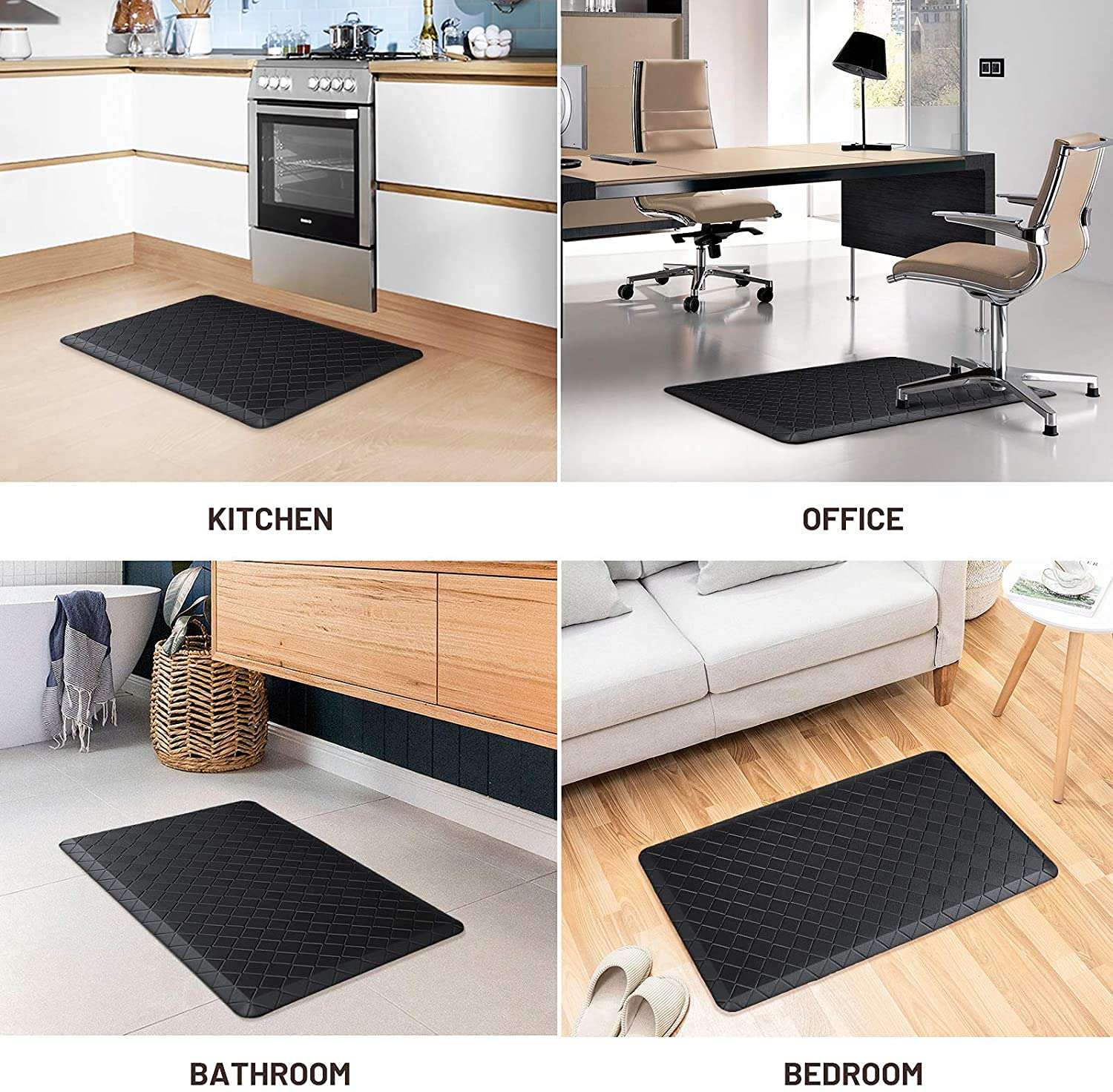 HARI Floor Mat Cushioned Anti-Fatigue,17.3"x28",Thick Waterproof Non-Slip Mats and Rugs Heavy Duty Ergonomic Comfort Rug for Kitchen,Floor,Office,Sink,Laundry,Black 5