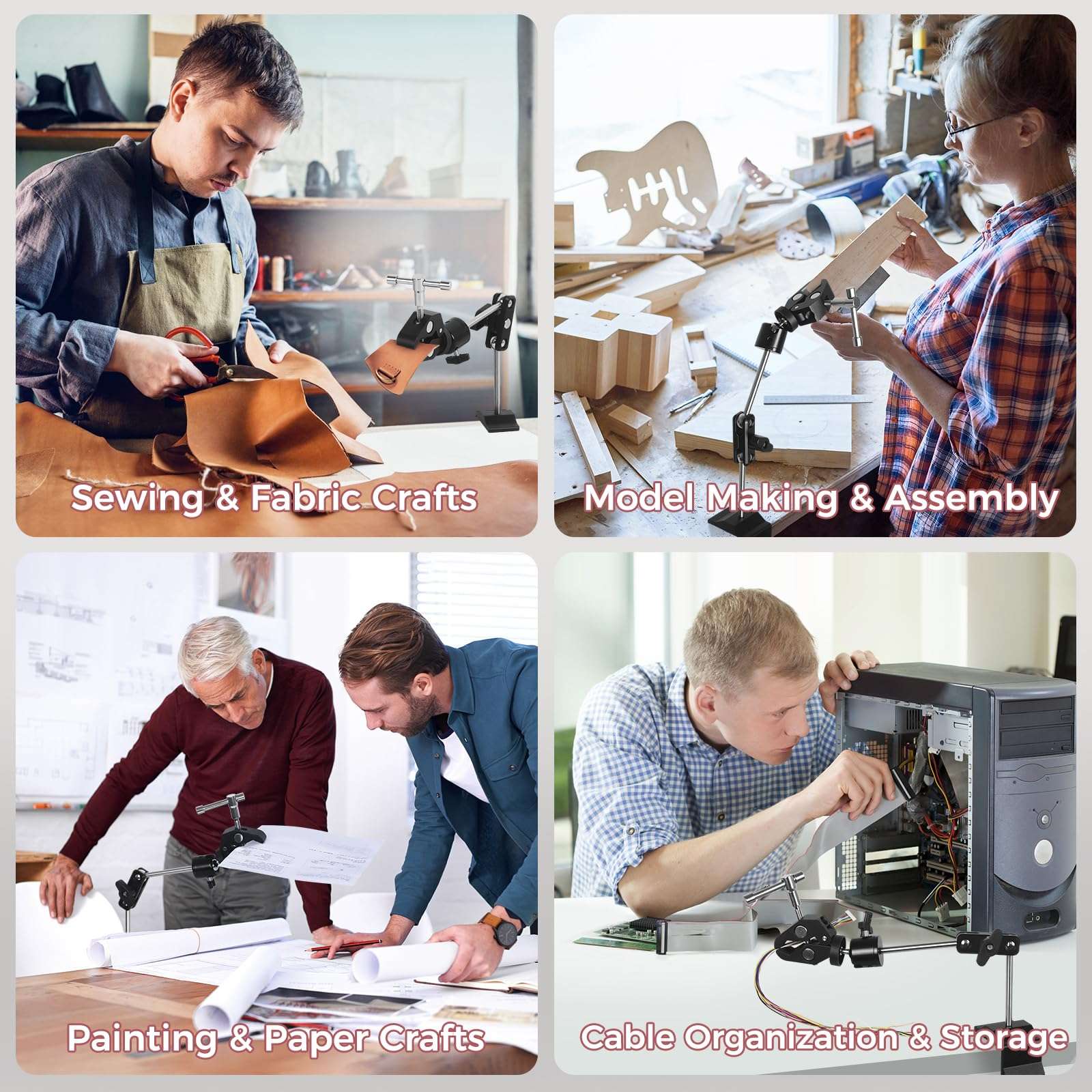 Helping Hands Soldering Clamp with 16" Flexible Arm, 360° Rotating Bracket- Adjustable Clamps for Hold Hot Air Guns, PCB, Welding, DIY, Repairs, and Craft Projects 6