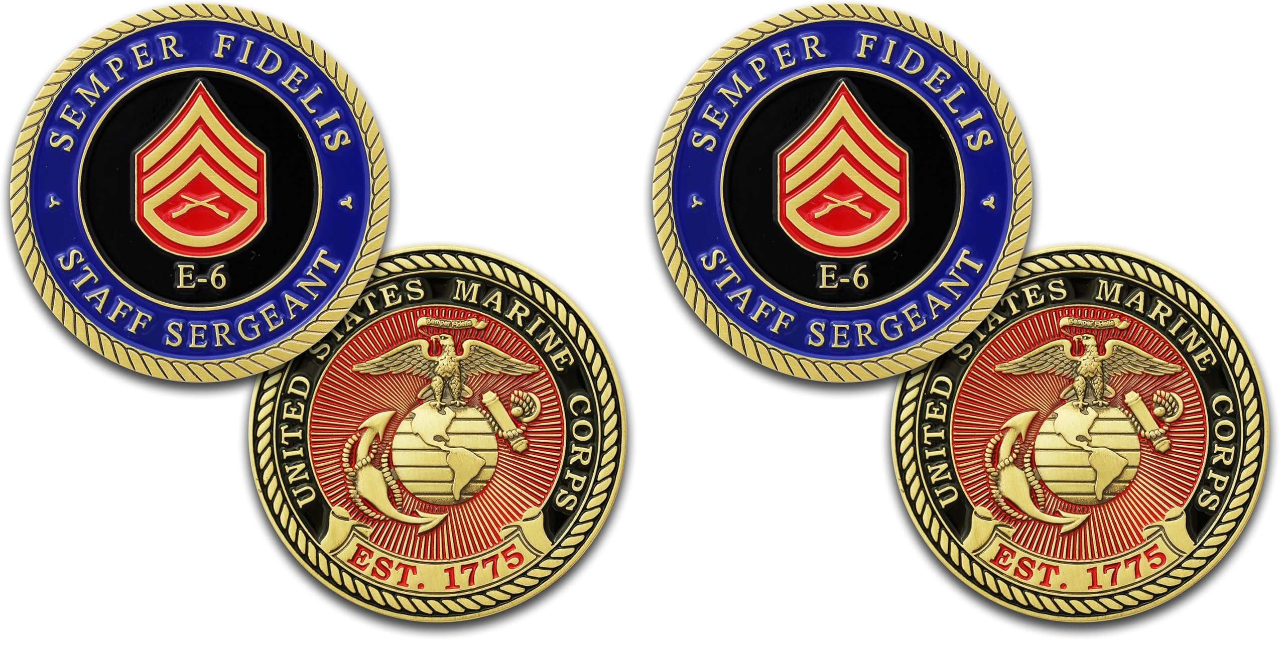 Marine Corps E6 Challenge Coin! USMC SSgt Rank Military Coin. Staff Sergeant Challenge Coin! Designed by Marines for Marines - Officially Licensed Product!