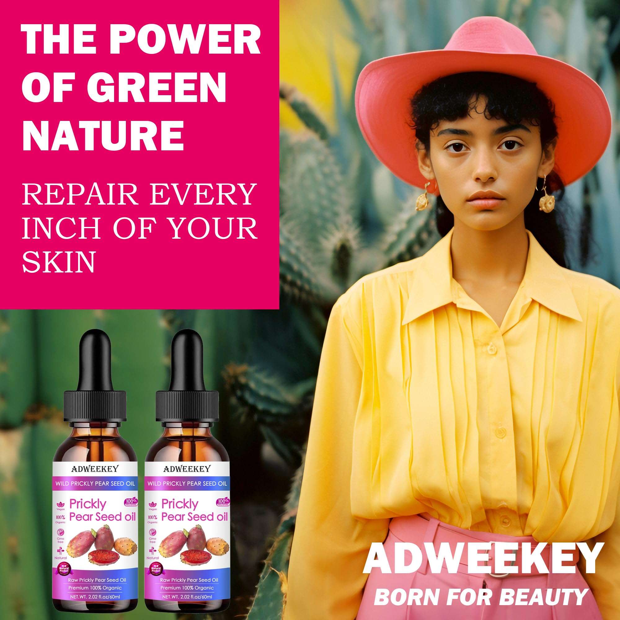 Prickly Pear Seed Oil 2.02fl.oz-100% Pure Organic, Extra Virgin, Cold-Pressed Prickly Pear Cactus Seed Oil for Face, Body & Hair Rich in Vitamins & Antioxidants for Deep Moisture & Skin Rejuvenation 4