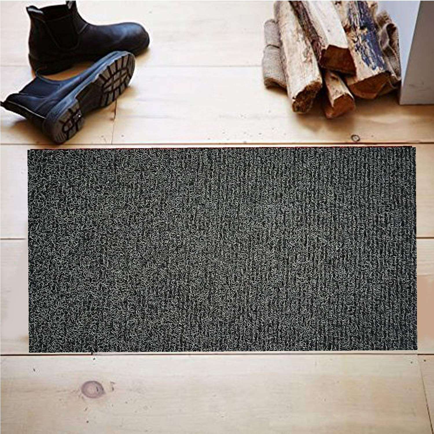 TYSSCHO Anti-Slip Microfiber Soft Bath Mat, Size 40 x 60 cm - Bathroom Rugs Suitable for Kitchen, Bedroom and Bathroom, Dry Fast Water Absorbent & Machine-Washable Set of 1, Grey Black, 18x30 3