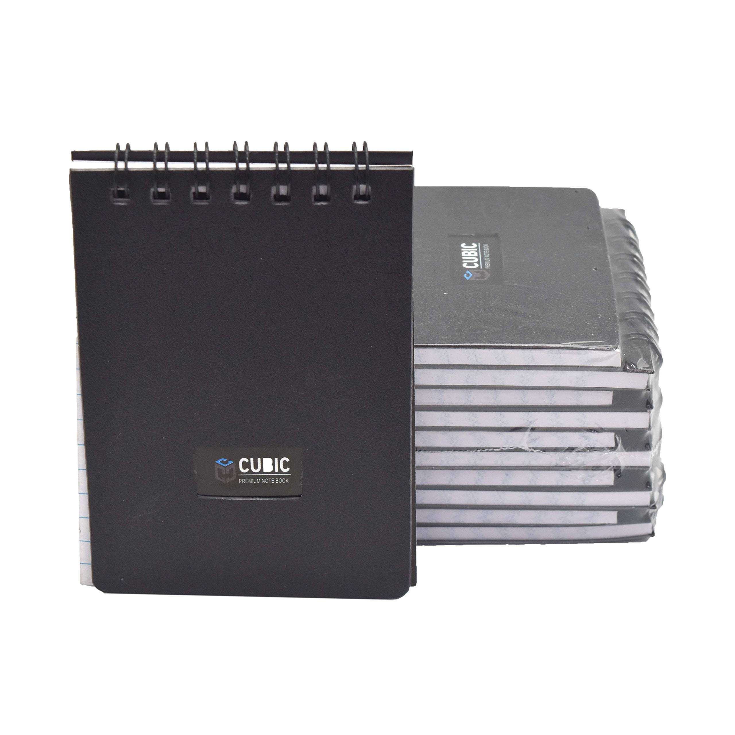 Classmate 2100117 Soft Cover 6 Subject Spiral Binding Notebook, Single Line, 300 Pages & Cubic A7 Size Wiro Pocket Notebook, Pack Of 10 (Black) 6