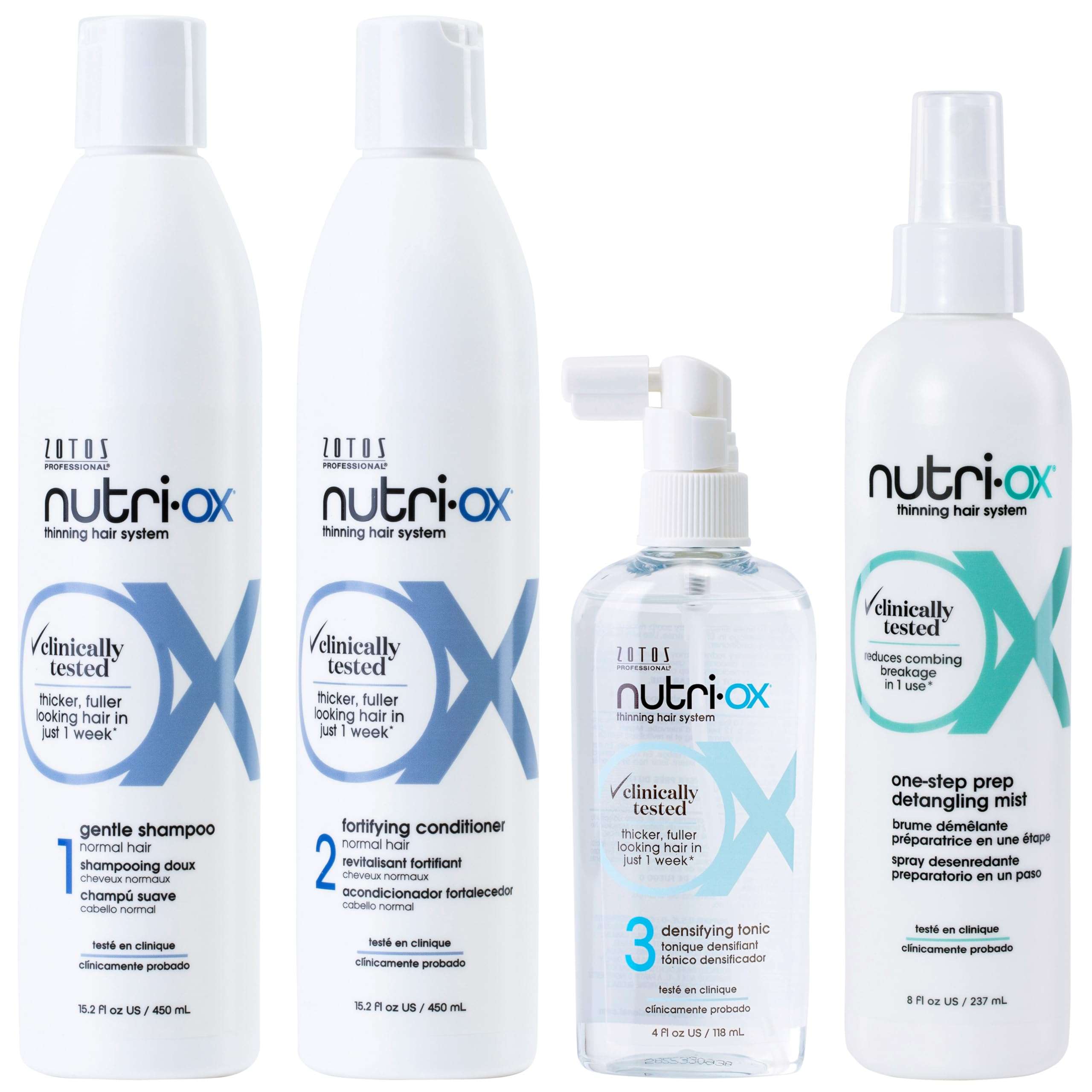 NUTRI-OX Gentle Shampoo & Conditioner & Tonic & Detangling Mist | For Normal Thinning Hair | Thicker, Fuller-Looking Hair | Clinically & Dermatologically Tested | Peppermint | Color-Safe | 15.2 Fl Oz 1