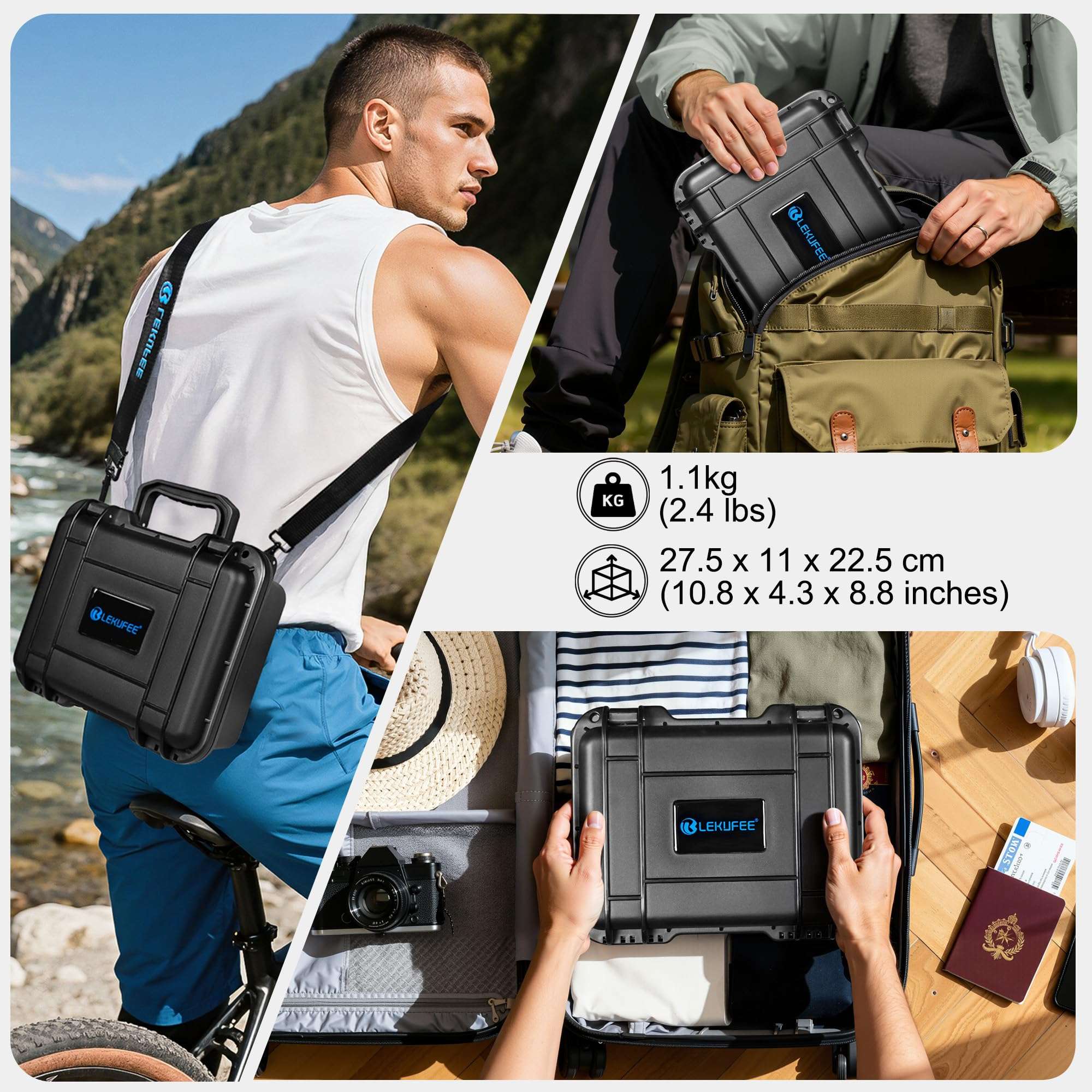 Lekufee Portable Waterproof Hard Case for DJI Osmo 360 Camera,Adventure Combo, Action Camera, Battery, Charger, DJI Mic 3/2/Mini, More Accessories(Case Only)-Black 6