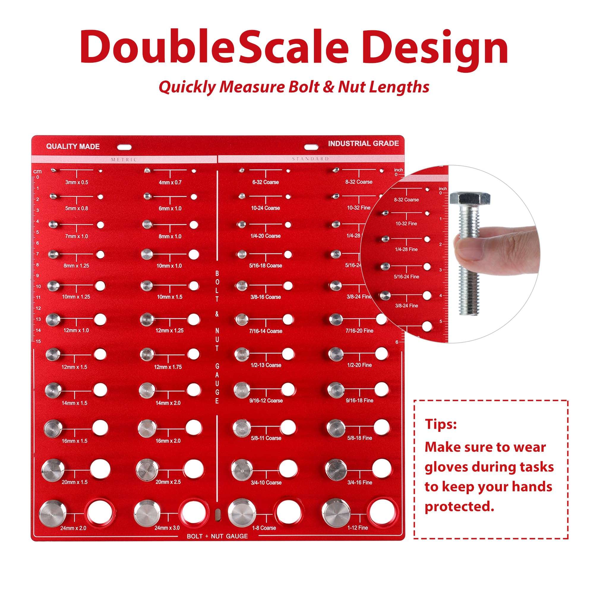44 Nut and Bolt Thread Checker Standard and Metric, Bolt Size and Nut Identifier Gauge, for Organizing Nuts and Bolts of Different Sizes 5