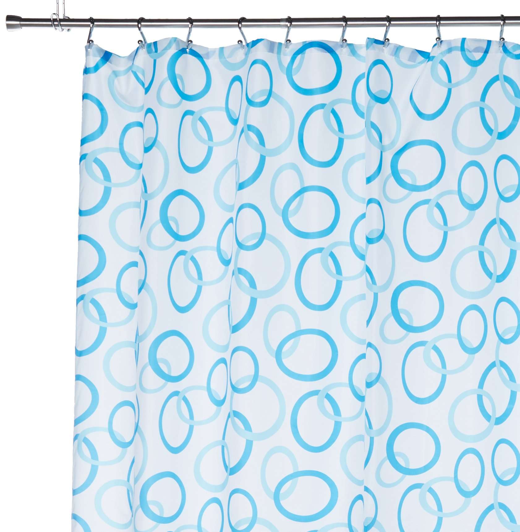 Carnation Home Fashions Circles Extra Long Printed Fabric Shower Curtain, 70-Inch by 84-Inch 1