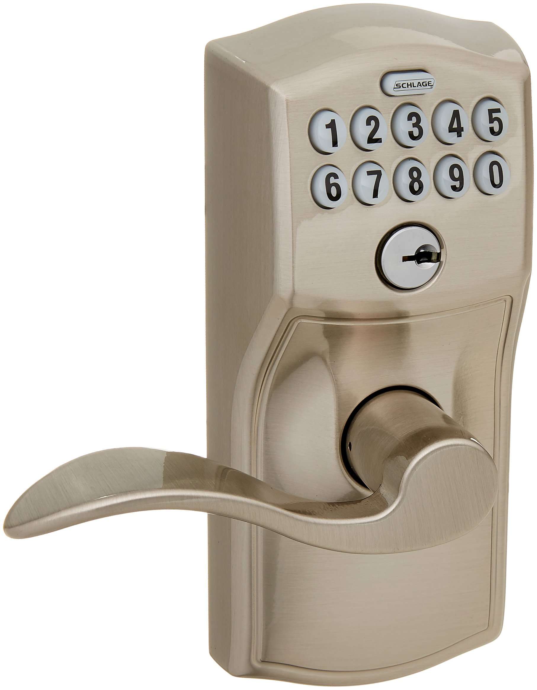 Schlage Lock Company FE595CAM619ACC Camelot Keypad with Accent Lever, Satin Nickel 1