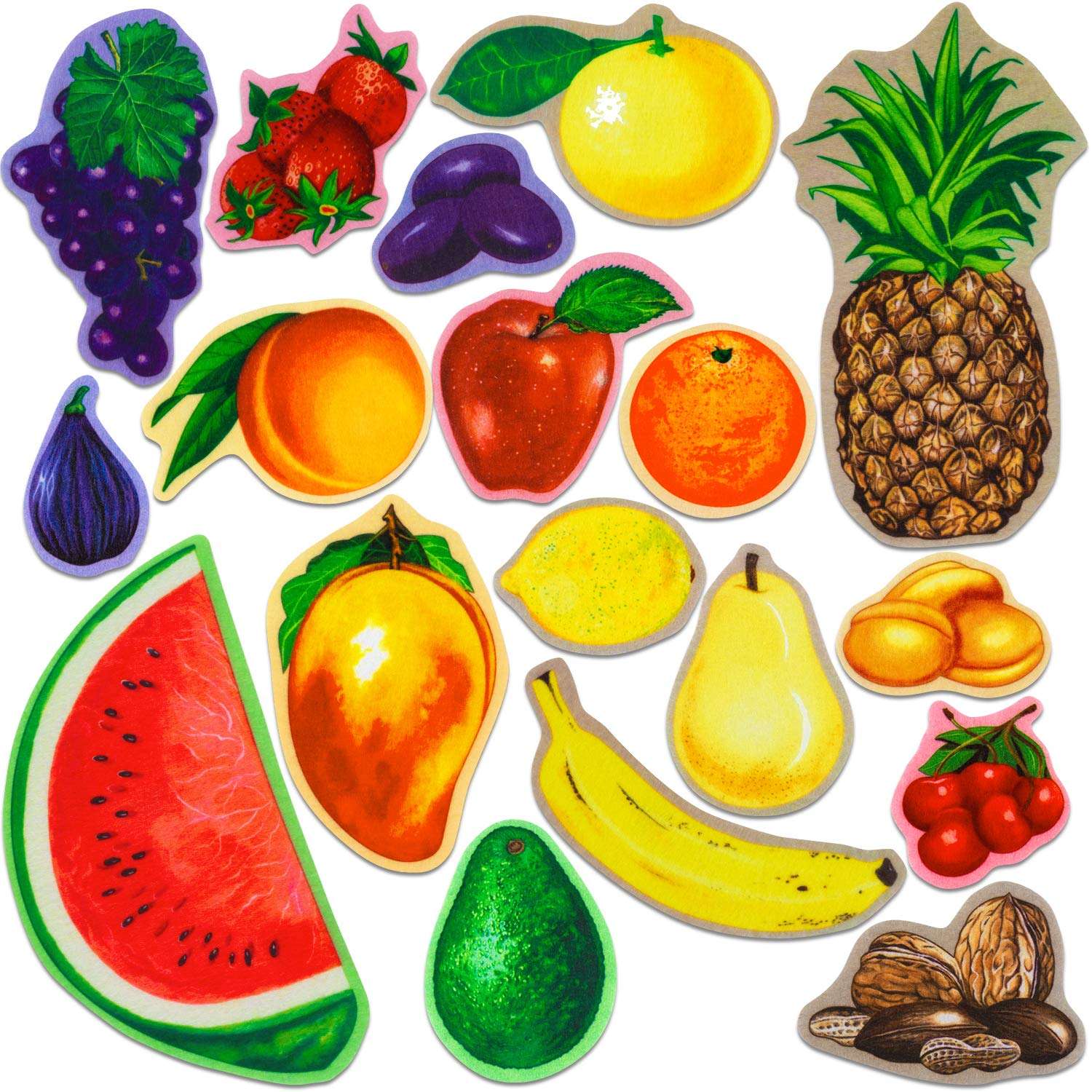 Little Folk Visuals Fruits and Nuts Precut Flannel/Felt Board Figures, 18 Pieces Set 1