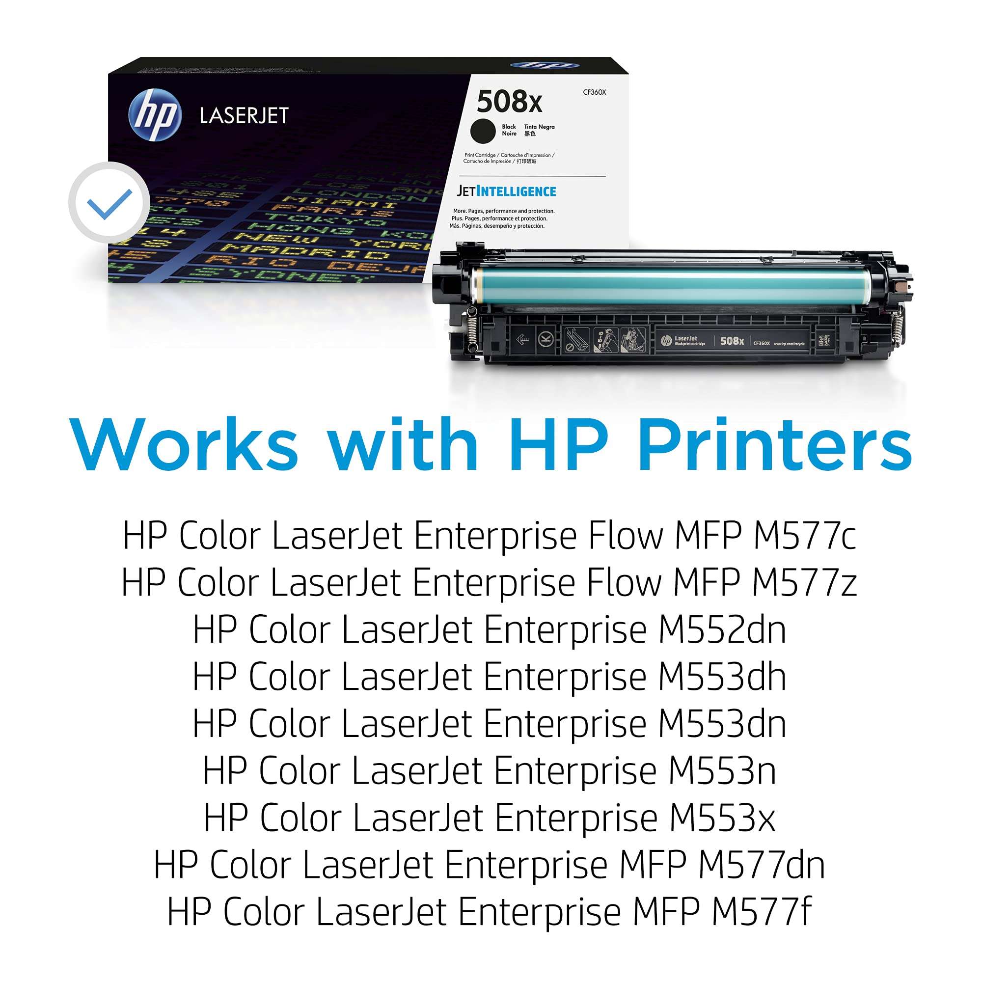 HP 508X Black High-yield Toner Cartridge | Works with HP Color LaserJet Enterprise M552, M553, HP Color LaserJet Enterprise MFP M577 Series | CF360X 2