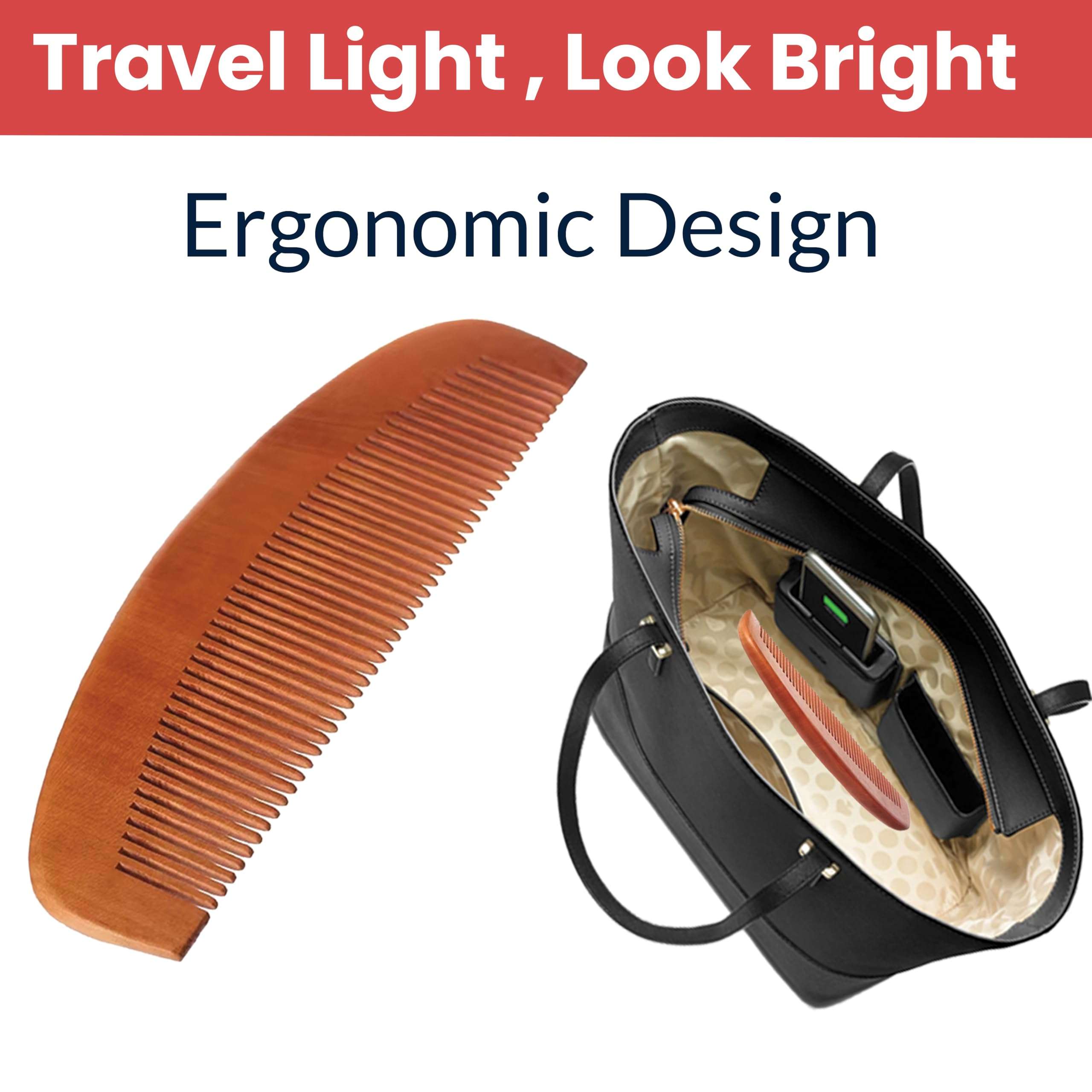 TEMPERIA (1 pcs) Kachi Neem Wooden Comb for Women & Men Hair - Wide Tooth Comb for Tangle Free Curls, Healthy Scalp, Hair Growth, Hairfall & Dandruff Control - Premium & Ergonomic Design (MN01) 5