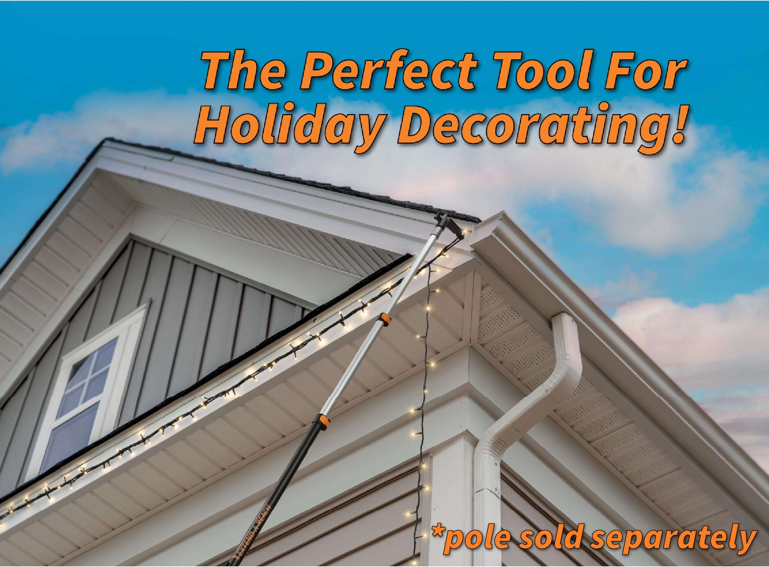 EXTEND-A-REACH Christmas Light Hanger Tool Attachment (Attachment Only) // Christmas Light Installation, String Lights, Birdfeeders // Twist-On Utility Hook Fits Standard ¾ Acme Threaded Pole 2