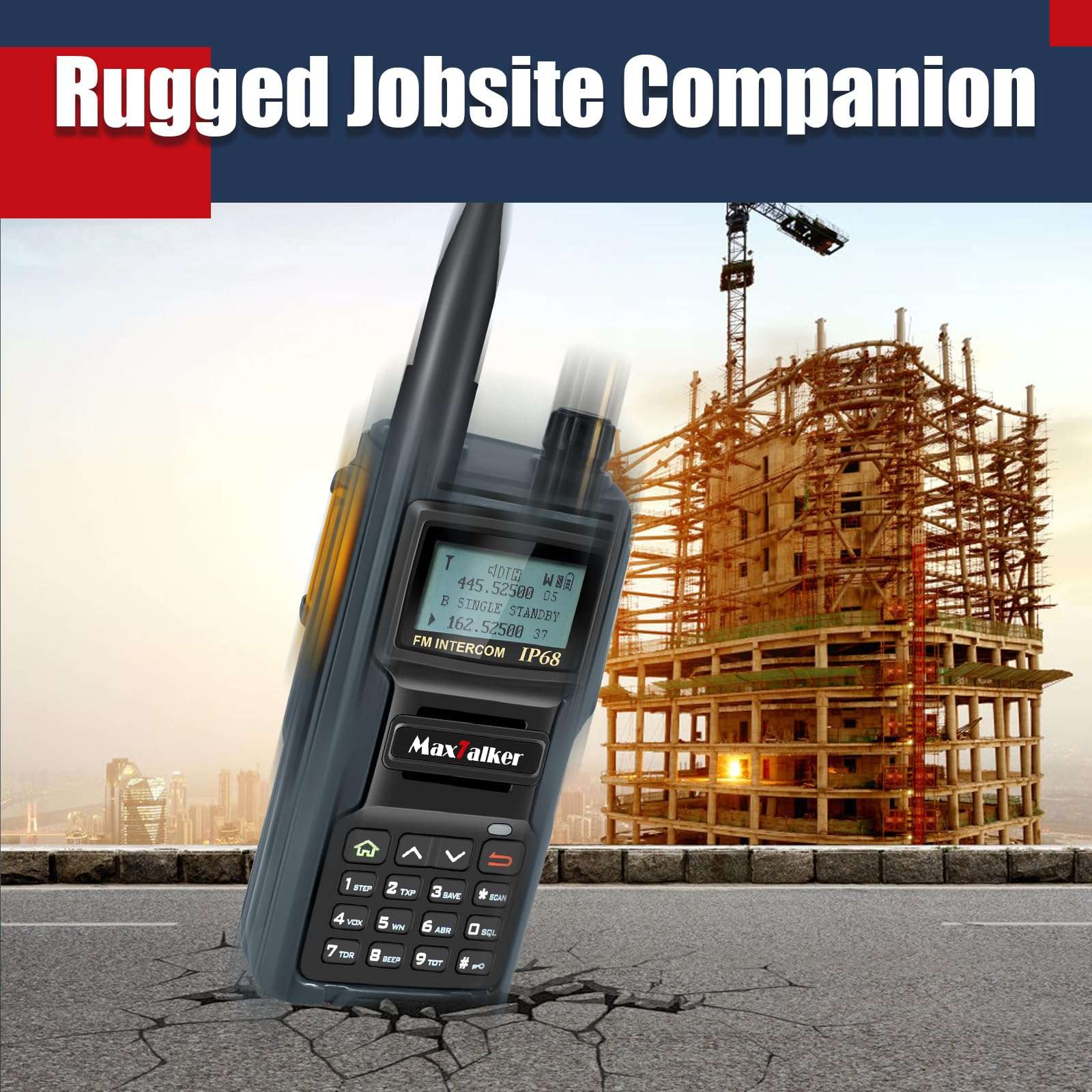 MaxTalker TK-W70 Ham Radio Long Range 10W, GMRS Handheld Radio with Programming Cable, Multi-Band Two Way Radio with 2100mAh Battery, NOAA, IP68 Waterproof Ham Radio 4