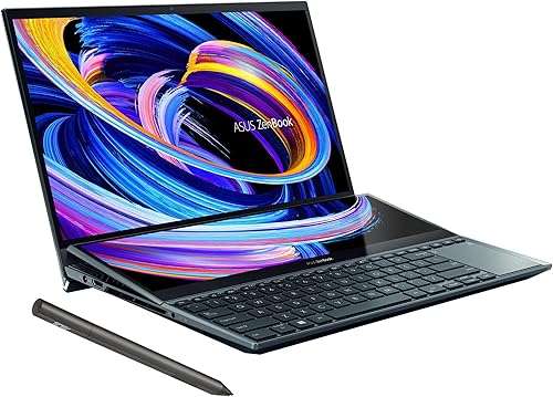 ASUS ZenBook Pro Duo Laptop 15.6" 4K UHD OLED Touchscreen (Intel i7-12700H 14-Core, 16GB LPDDR5, 1TB PCIe SSD, GeForce RTX 3060 6GB, ScreenPad Plus, Stylus, Backlit KYB, Win 11 Pro) w/Dockztorm Dock 5