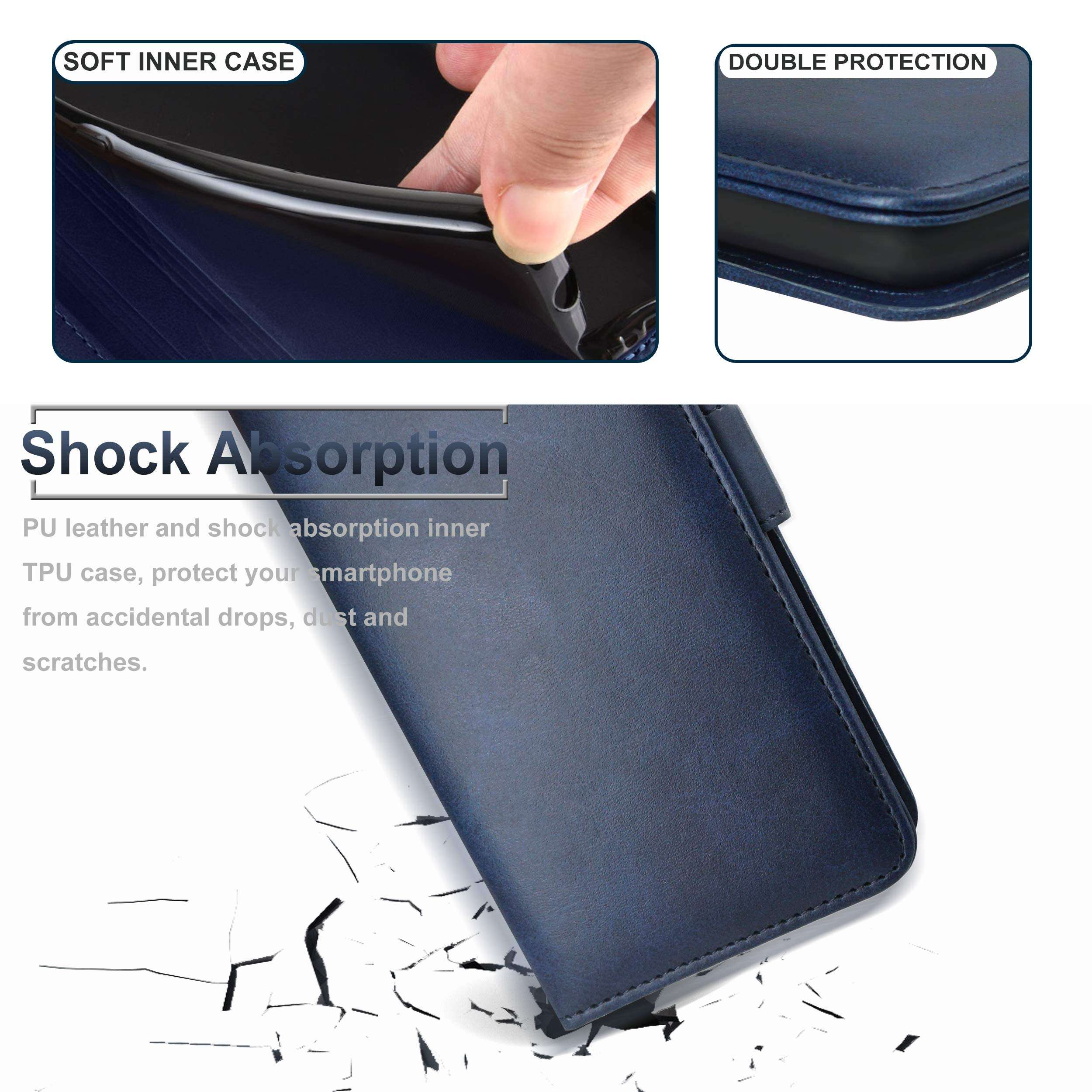 D DESSVON Wallet Case Compatible with Samsung Galaxy S21 Plus, Galaxy S21 Plus Leather Flip Case with Card Holder Kickstand Magnetic Buckle Phone Case Compatible for Samsung Galaxy S21 Plus 5G Blue 6