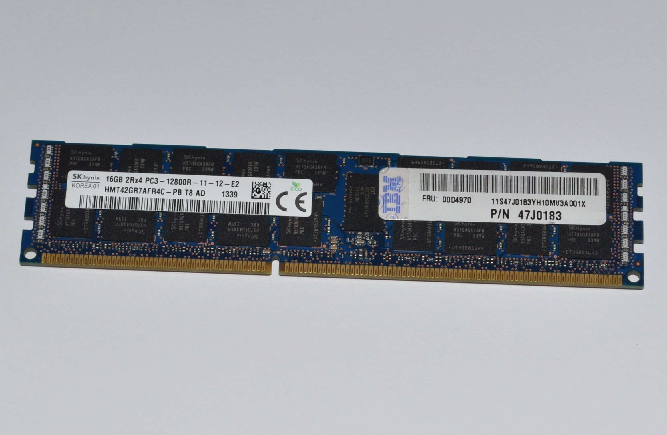 HYNIX 16GB DDR3 1866MHz PC3-14900 CL13 ECC REGISTERED x72 DUAL RANK 1.5V 240PIN DIMM MEMORY P/N: HMT42GR7AFR4C-RD 3