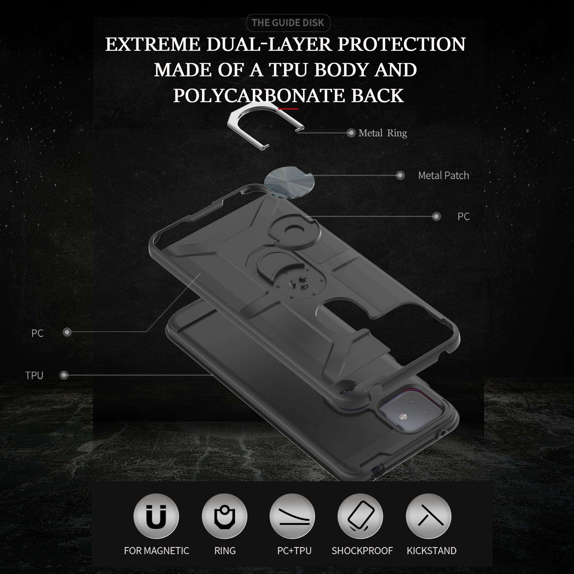 YmhxcY T-Mobile Revvl 4 Plus Case TCL Revvl 4 Plus Case with HD Screen Protector 360 Degree Rotating Ring Kickstand Holder Dual Layers of Shockproof Phone Case TCL Revvl 4 Plus (6.5")-ZS Black 6