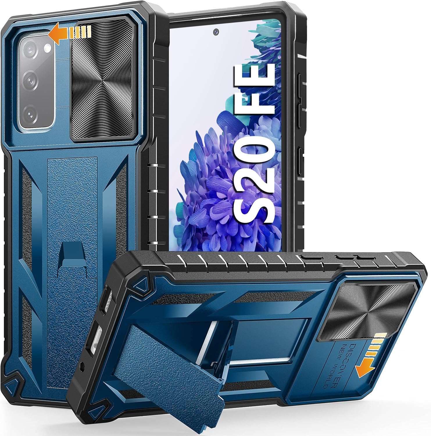 WTYOO for Samsung Galaxy S20-FE Case: Military Grade Drop Proof Protection 5G Mobile Phone Cover with Kickstand | Matte Textured Rugged Shockproof TPU Protective - Blue 1