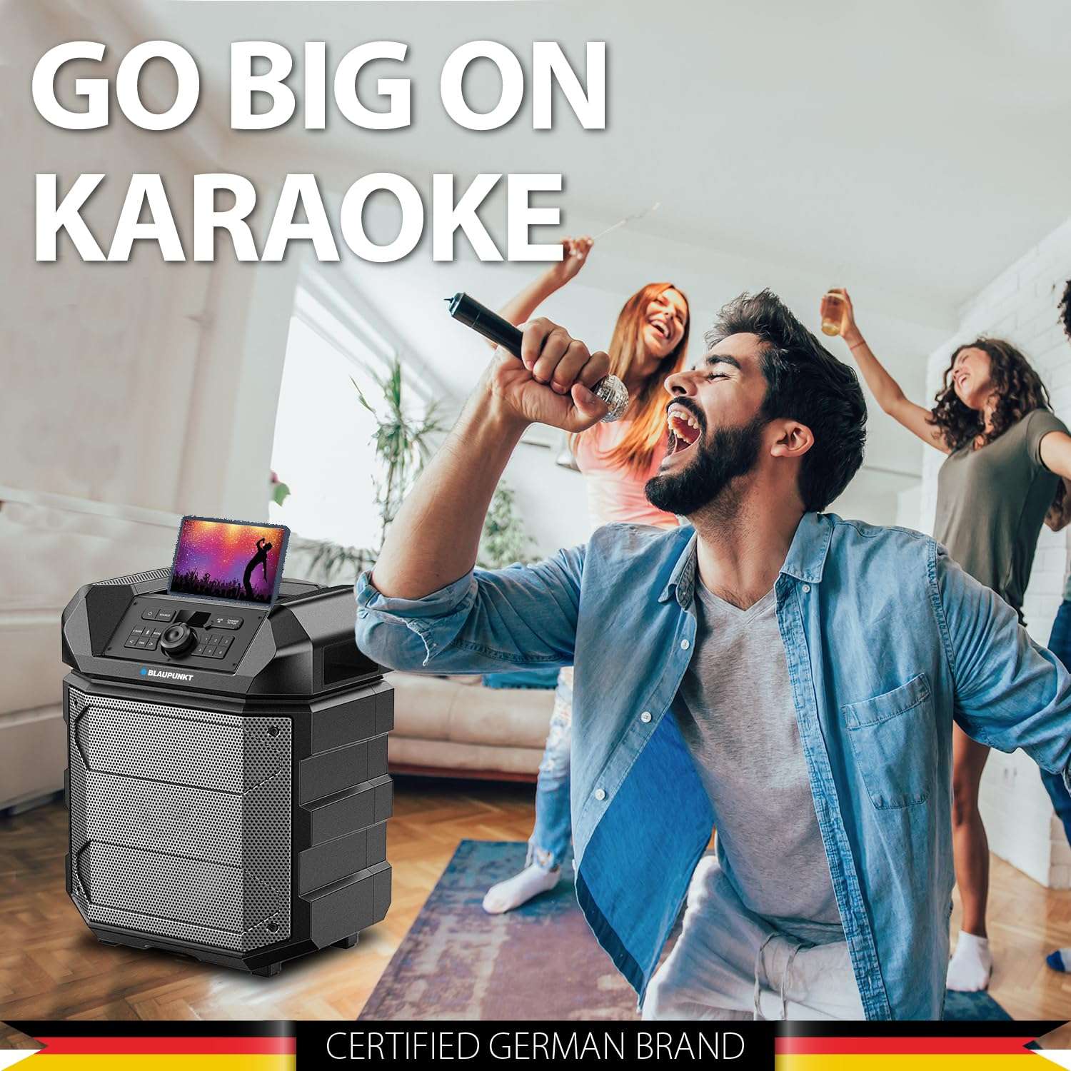 Blaupunkt Newly Launched Rock & ROLL PS150 Wireless Bluetooth 100W Outdoor Party Speaker with Karaoke Mic I 4500mAh Battery I Rugged I On The Wheels - Ultimate Sound for Unforgettable Parties 5