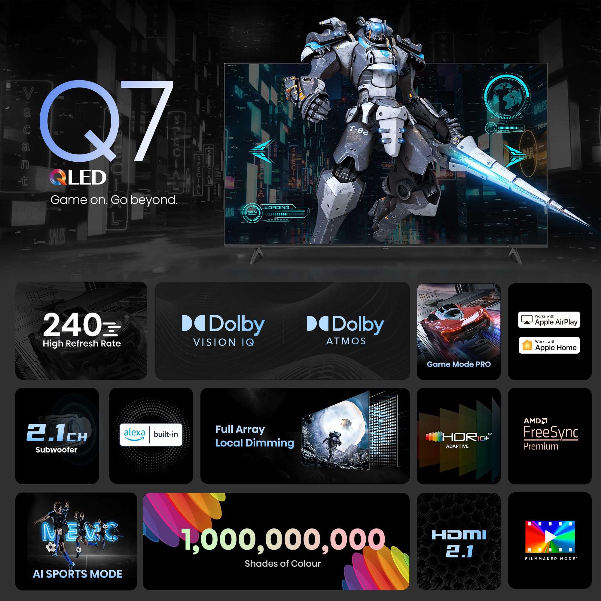 Hisense 215 cm (85 inches) Q7N Series 4K Ultra HD Smart QLED TV (Dark Grey) 2