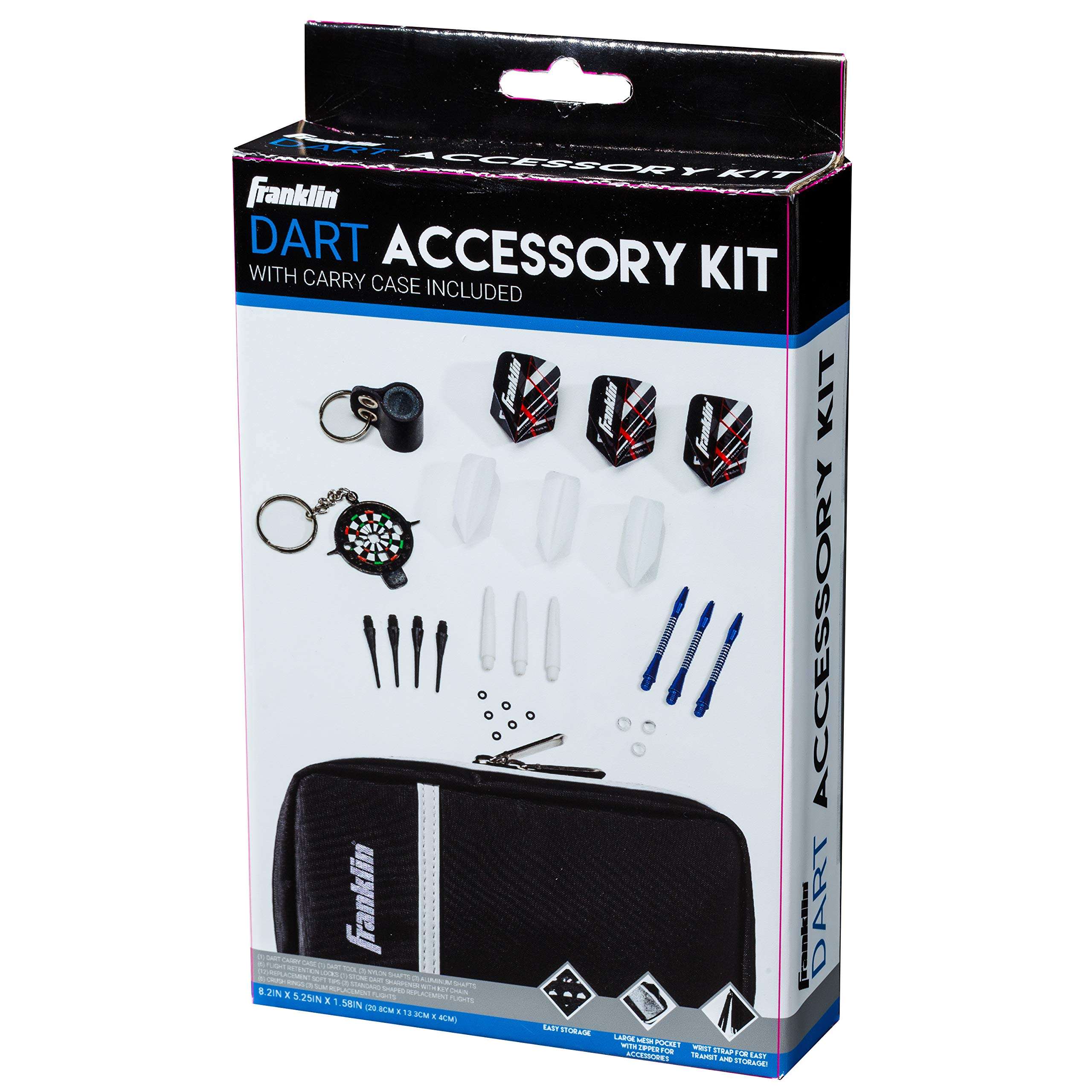 Franklin Sports Dart Maintenance Kit for Soft Tip and Steel Tip Darts - Comes with Handy Carrying Case and Stone Sharpener,Black 3