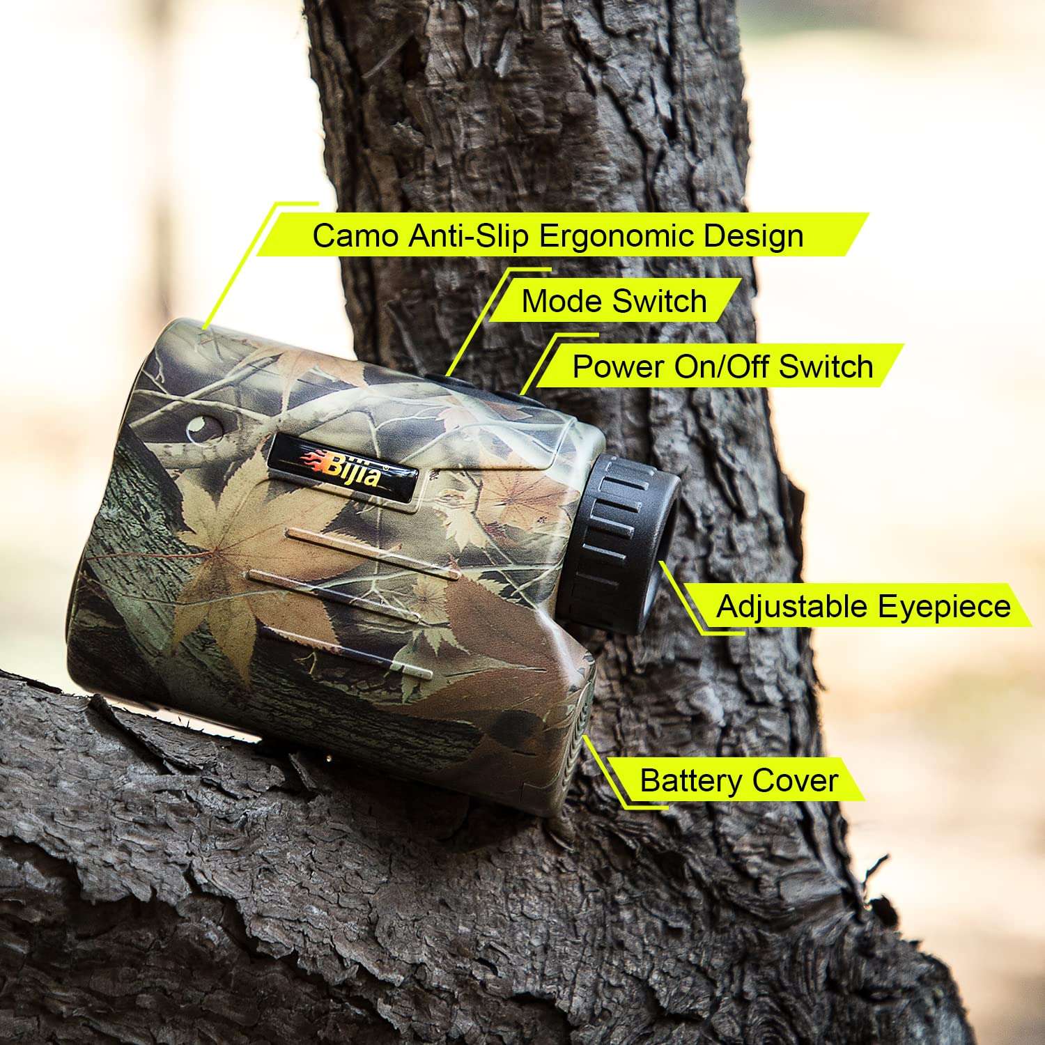 BIJIA Hunting Rangefinder-6X 650/1200Yards MultiFunction Laser Rangefinder for Hunting,Shooting, Golf,Camping with Slope Correction,Flag-Locking with Vibration,Speed,Angle,Scan,Distance (650Yards) 6