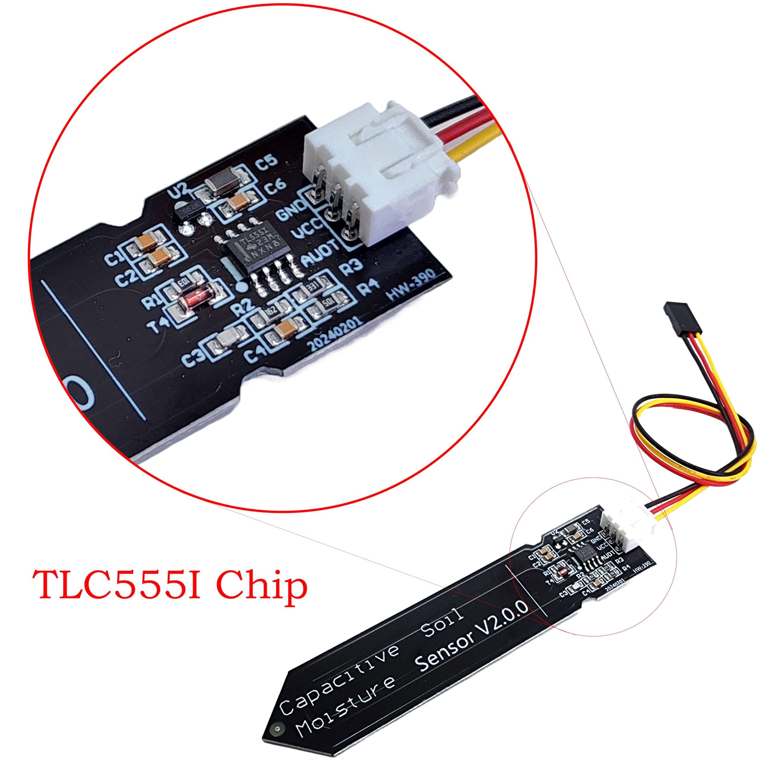 DIYables Capacitive Soil Moisture Sensor, TLC555I Chip, for Arduino, ESP32, ESP8266, Raspberry Pi, 2 Pieces 3
