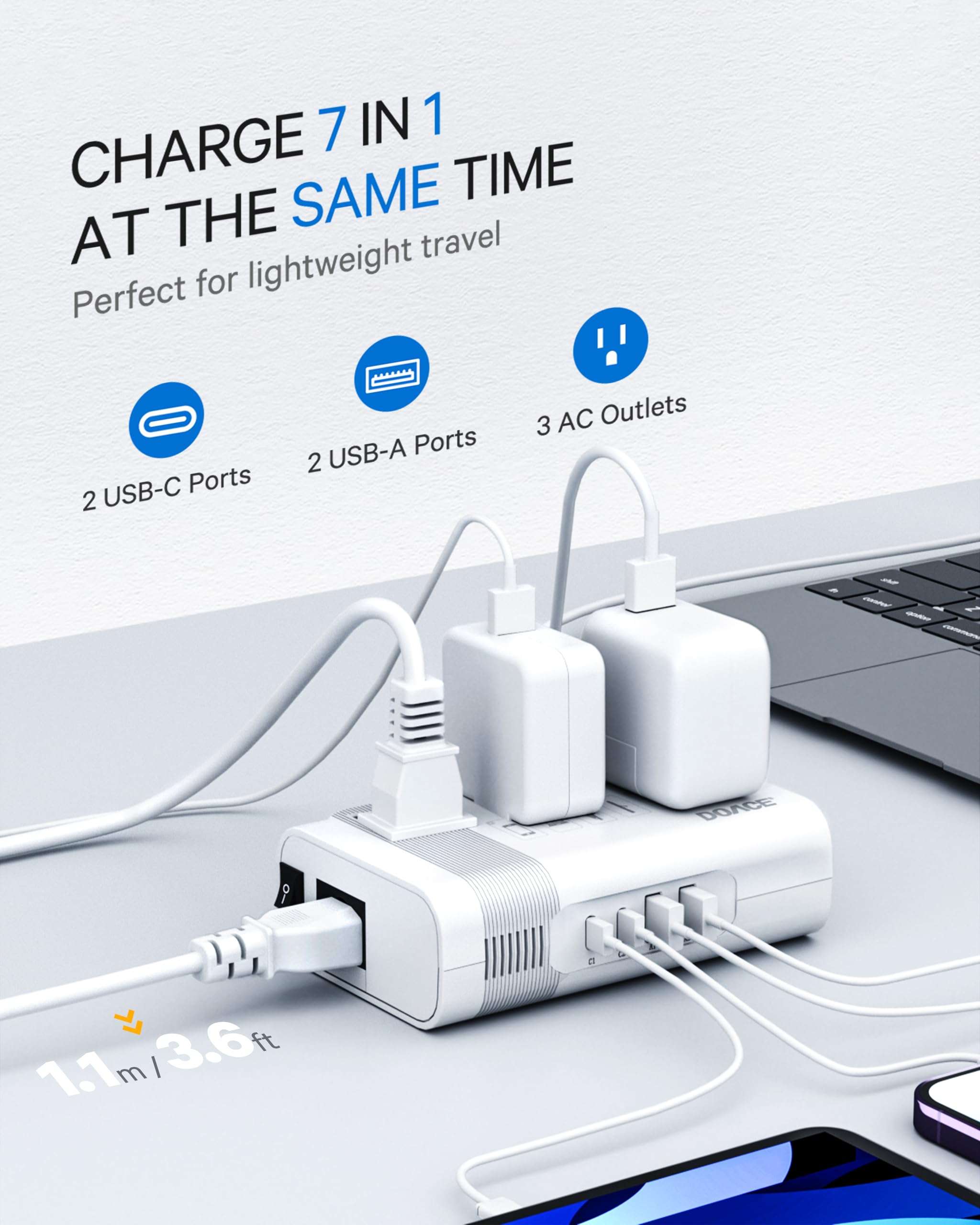 DOACE 220v to 110v Voltage Converter US to Europe: 350W 220 to 110 Voltage Converter for European Travel - International Power Adapter Plug Combo Step Down Transformer White 3