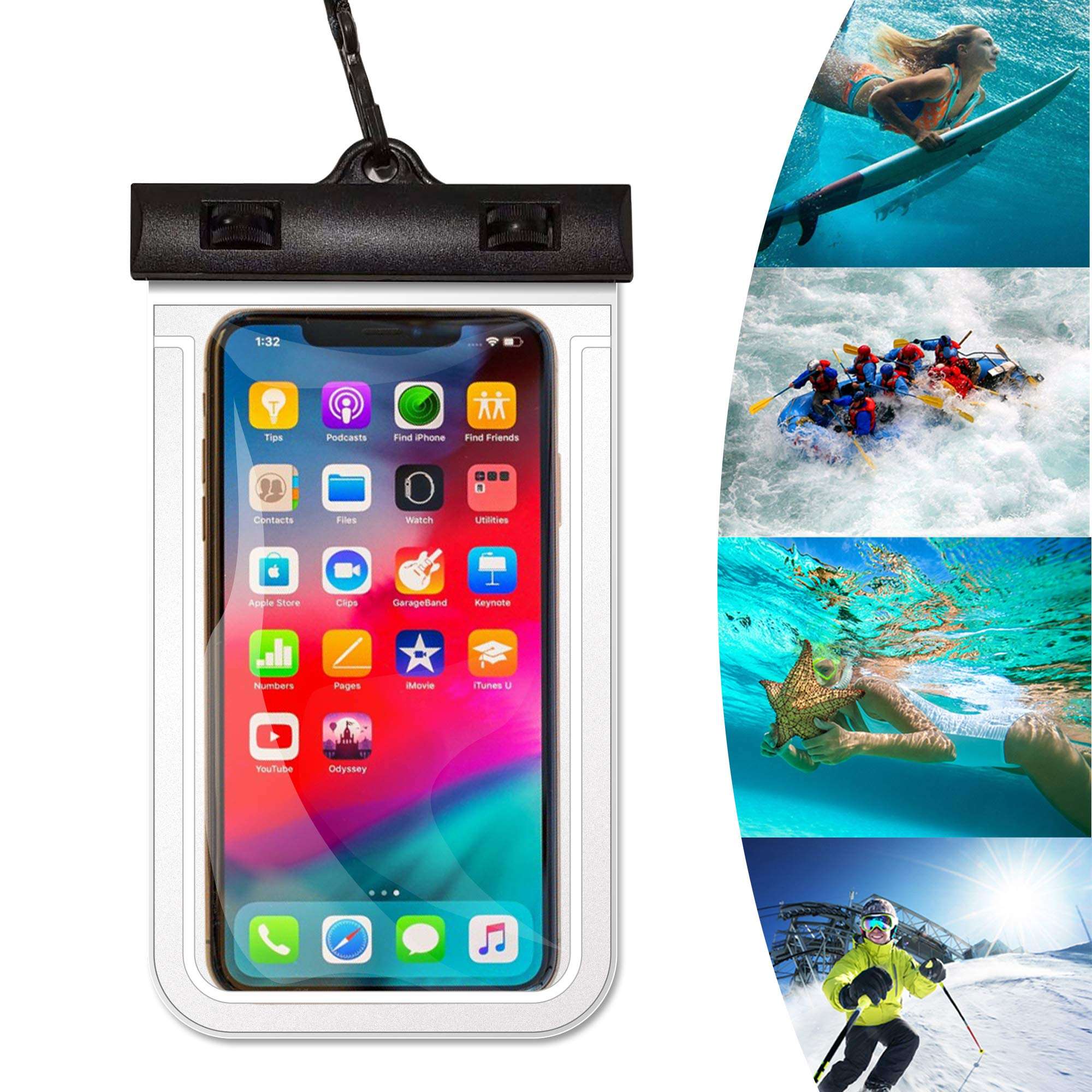 ESJFULI Waterproof Phone Pouch, Floating IPX8 Universal Waterproof Cell Phone Dry Bag case Up to 6.6 inch,ac at The Back of The Vomit Bag-Orang 5
