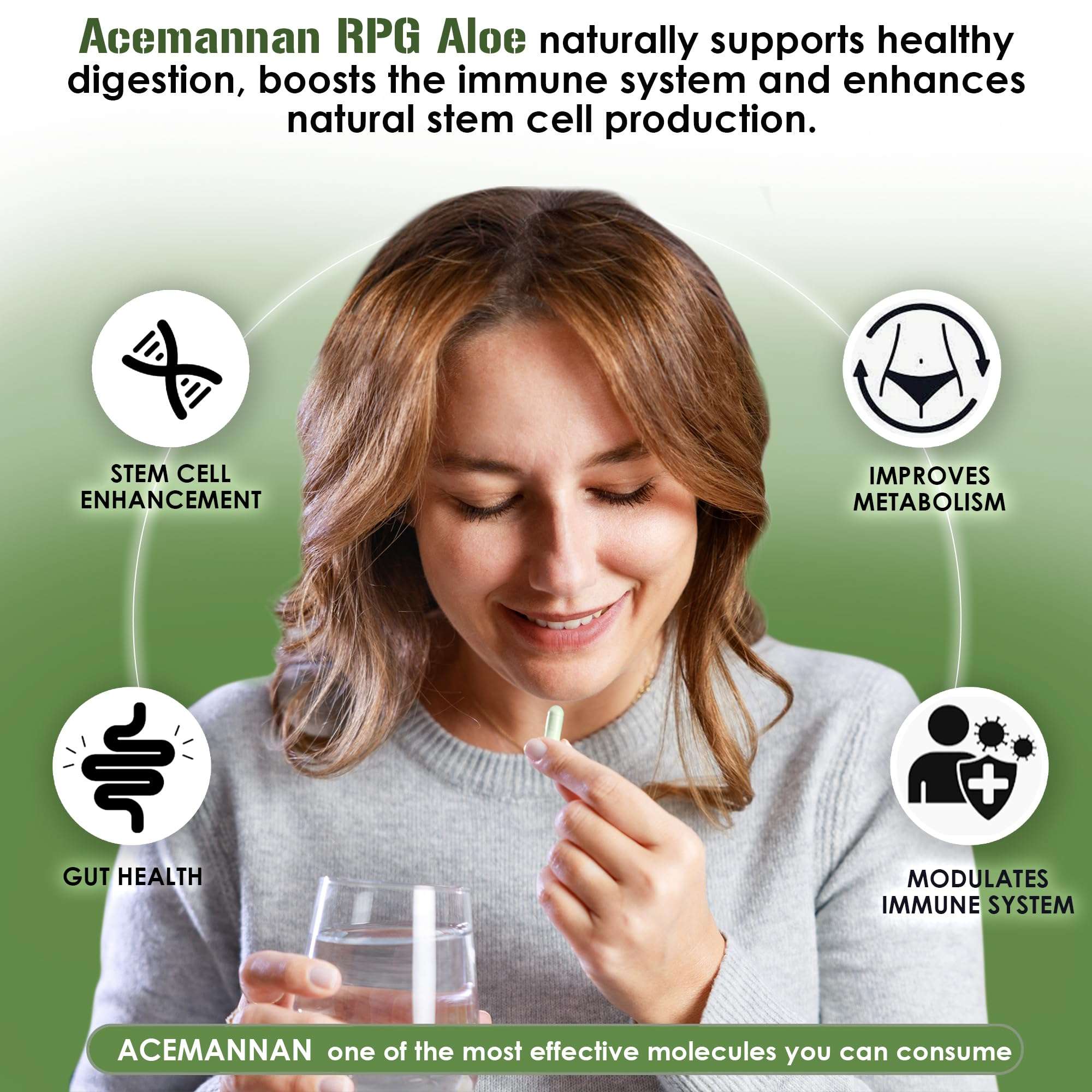 RPG Acemannan Aloe Vera Capsules - Aloevera Dietary Supplement with Immune and Gut Support Aloe Vera Powder Capsule - 60 Pills (250 MG) 4