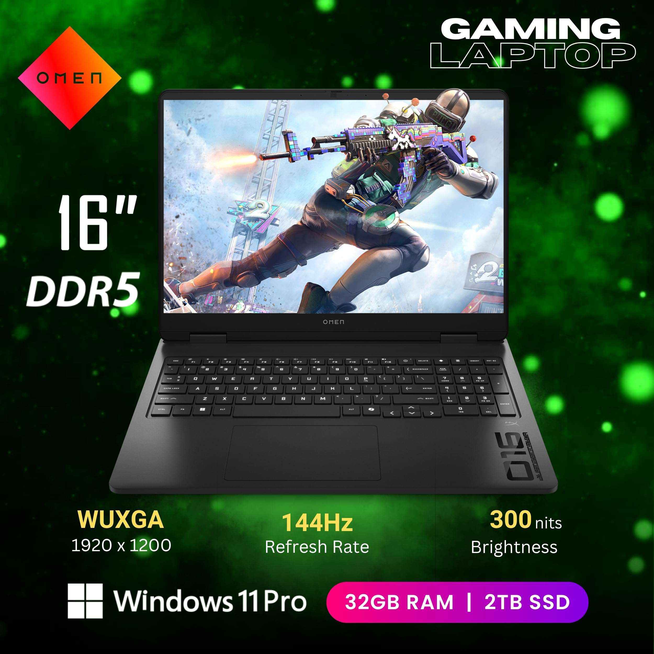 HP OMEN 16 Gaming Laptop, 144Hz 1920 x 1200 Display, Ryzen 9 8940HX(>i9-13900H, 5.3 GHz), GeForce RTX 5060, RGB Backlit Keyboard, 1080p Webcam, WiFi 6, Windows 11 Pro, Black(32GB DDR5 RAM | 2TB SSD) 3