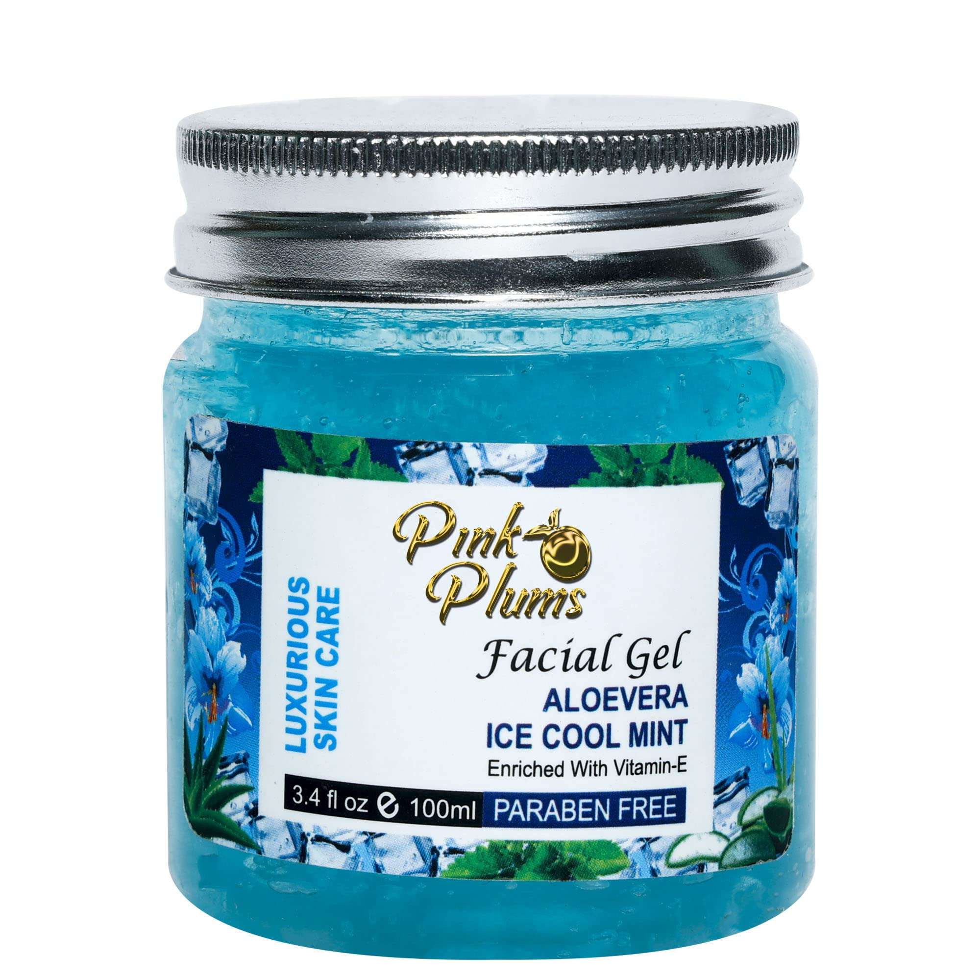 Pink Plums 200 ML Pack of Face Gel Aloe Vera Ice Cool Mint + Rose For Specification Moisturize & All Skin Types, 100 ML Each 3
