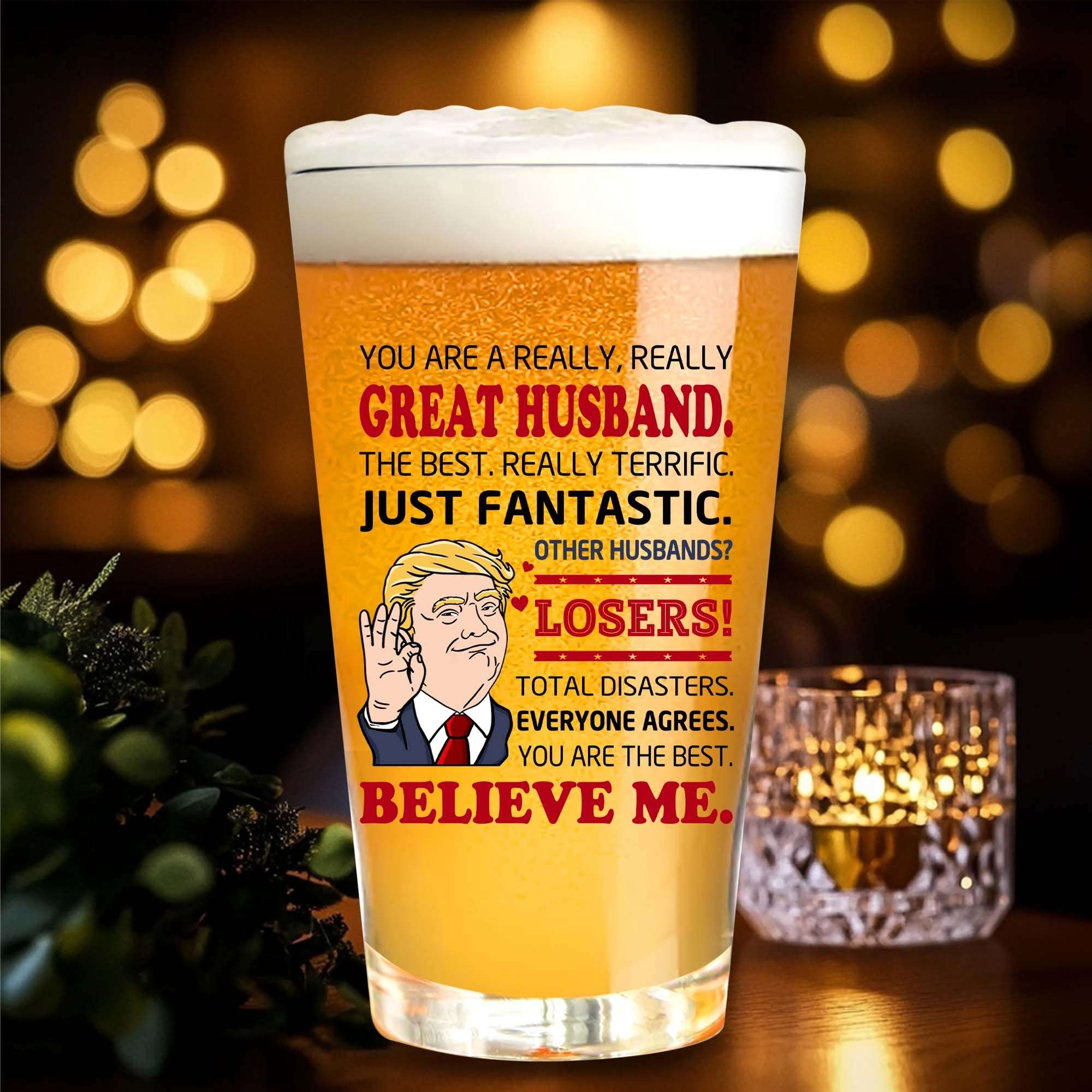 JYOGEJ Husband Gifts - Beer Pint Glass For Hubby - Great Husband Gift - Father's Day, Birthday Gift Idea For Husbands From Wife, Bride - Beer Glass 16OZ For Men 6