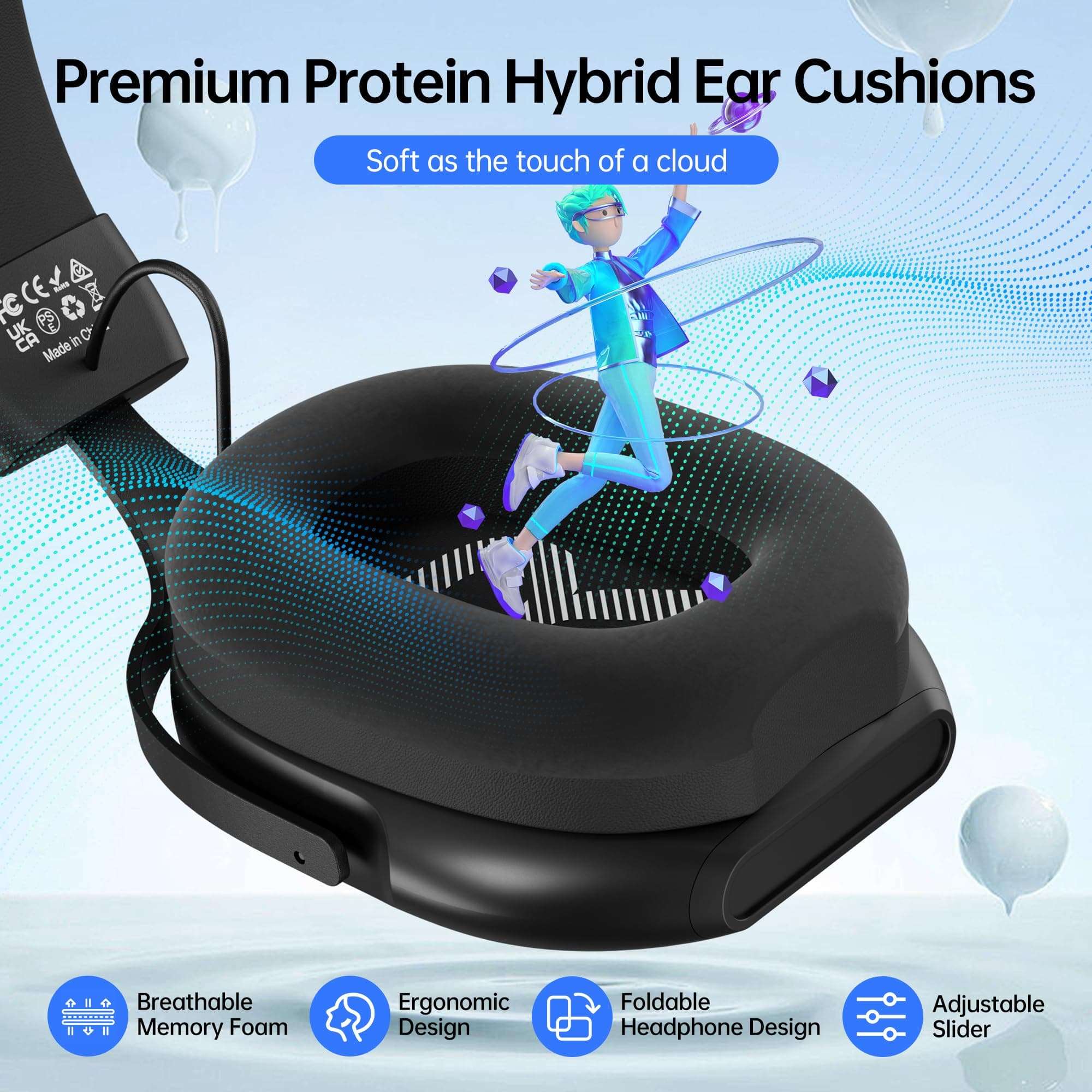 CASLSI Gaming Headsets with Mic,7.1 Surround Sound Gmaing Headphones with Noise Cancelling Microphone for Xbox,PS4,PS5,Switch,PC,50MM Dynamic Drivers, 3.5MM Audio Jack-Black 4