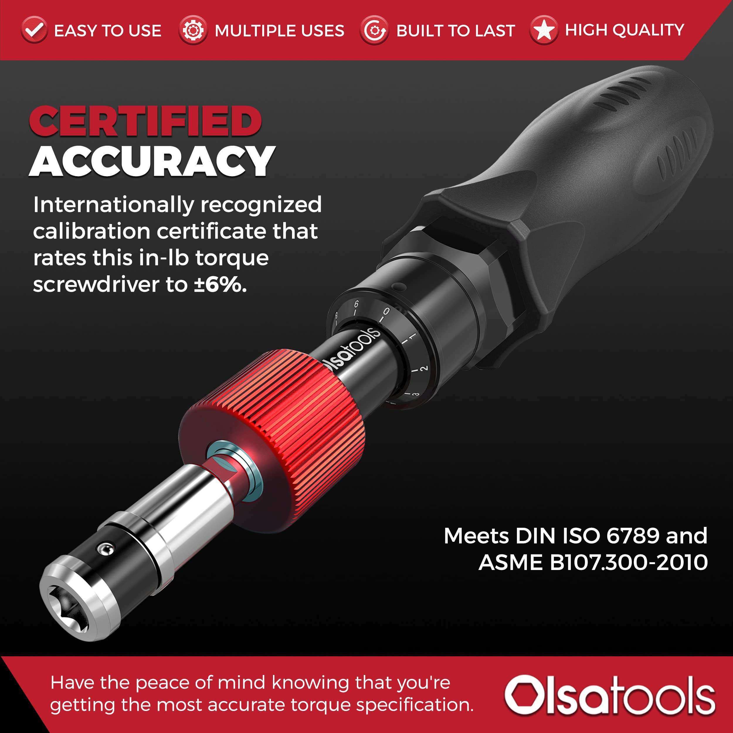 Olsa Tools Torque Screwdriver Set (10-50 in lb Torque Range) | Professional Grade Certified Limiting Torque Screwdriver | Inch Pounds Torque Driver Set 2