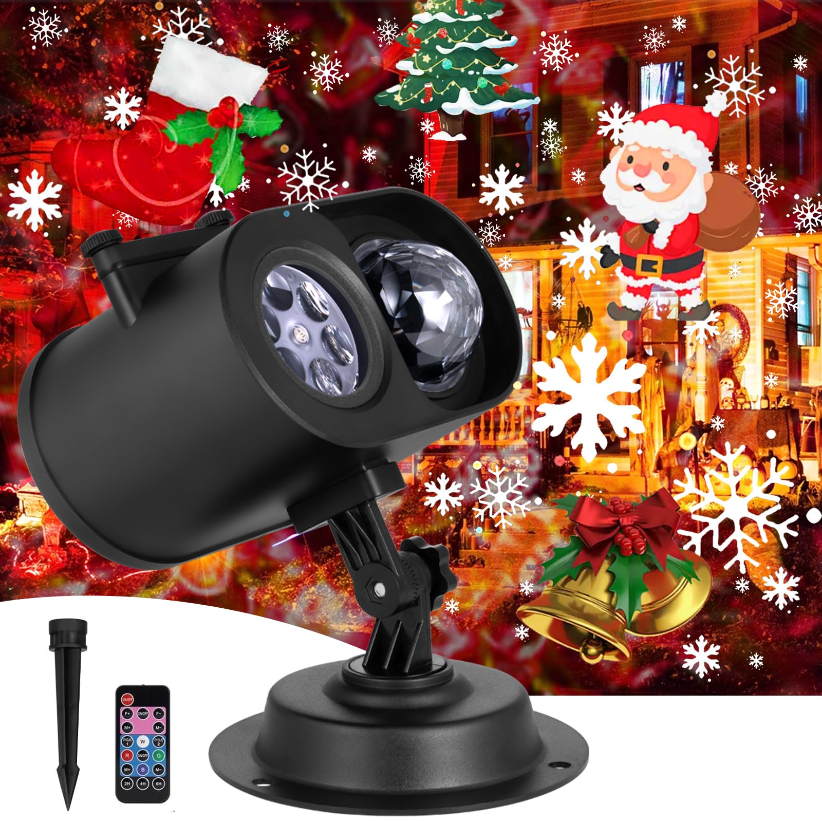 Halloween Christmas Projector Lights Outdoor, 15 Colors Ocean Wave and 12 Slides Patterns Halloween Christmas Decorations Holiday Projectors LED Waterproof Lights for Outside House Window Wall Decor