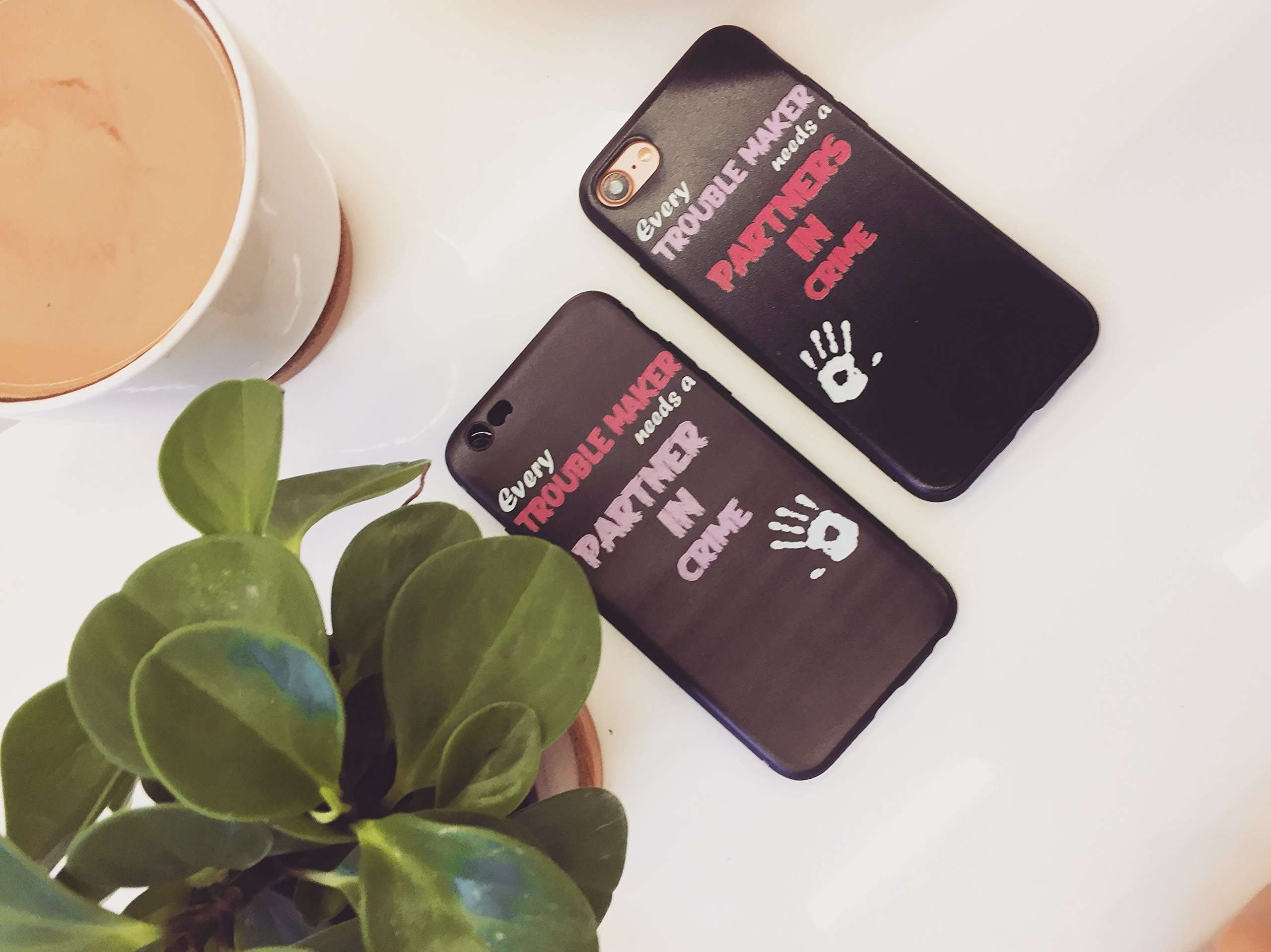 BFF Best Friends Sisters Cousins Every Trouble Makes Needs A Partner In Crime Couple Matching Love Girlfriend Stuff for Girl Clear Soft Bff Matching Cases Replacement for iPhone 8 Plus 4