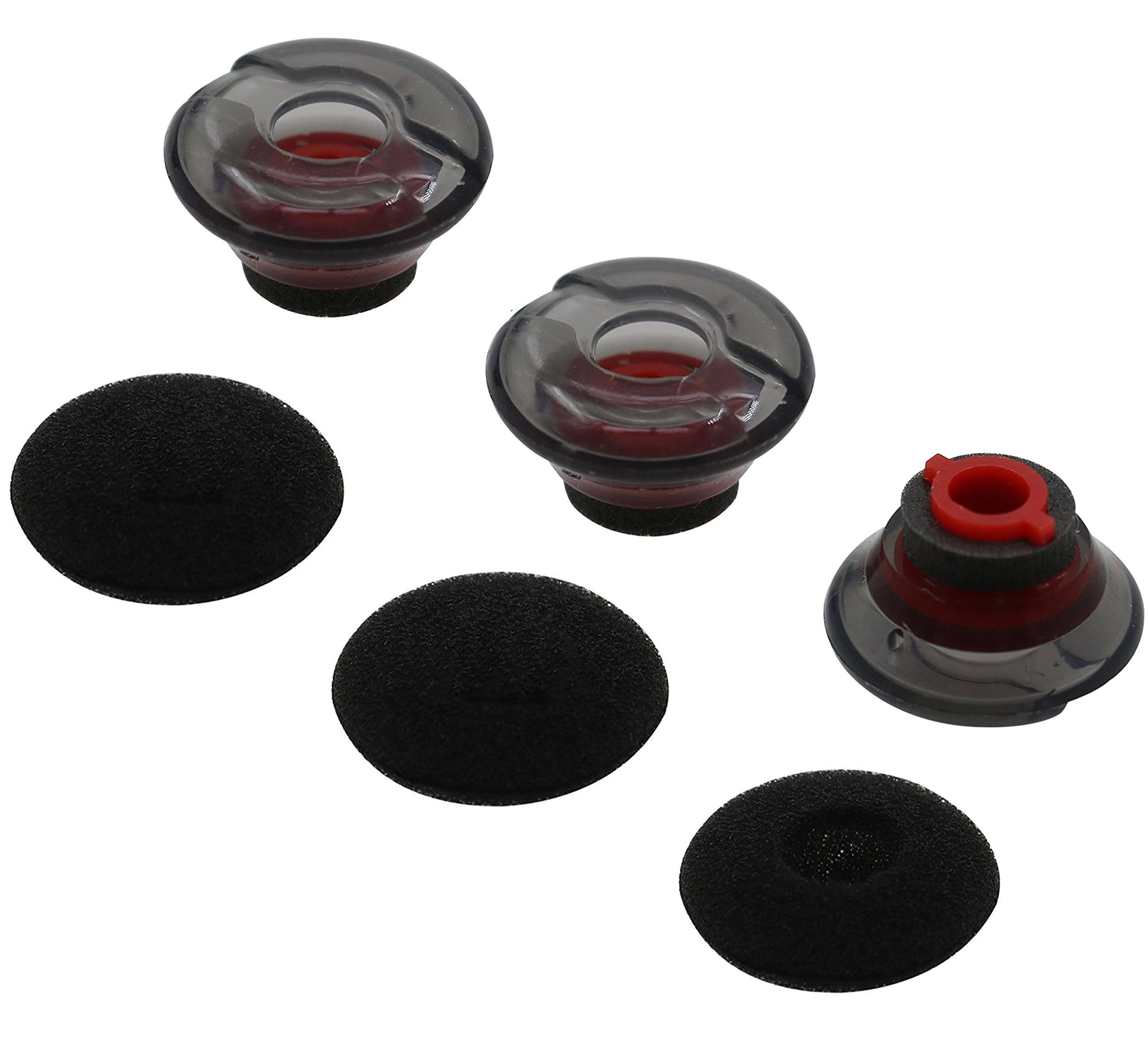 ALXCD Gel Eartips for Plantronics Voyager 5200 Headset, S/M/L 3 Pcs Soft Gel Ear Tips & 3 Pcs Foam Cover Tips, Fit for Plantronics Headset Voyager 5200 (Black/Red-M) 1