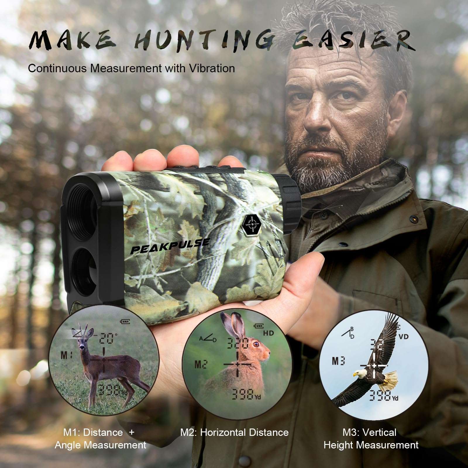 Hunting Rangefinder 1400Yds Distance Scope Laser Range Finder Tracker for Hunter Men Women 6X Zoom 3 Modes Angle Horizontal Vertical Measurement 5